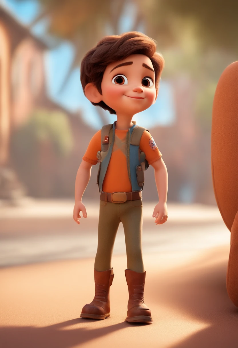 a happy cute ??? standing short hair, vestindo uma fantasia espacial, , fundo branco, barnet, Tom, Estilo Pixar, ....3d, desenhos animados, rosto detalhado, asymmetrical 16k