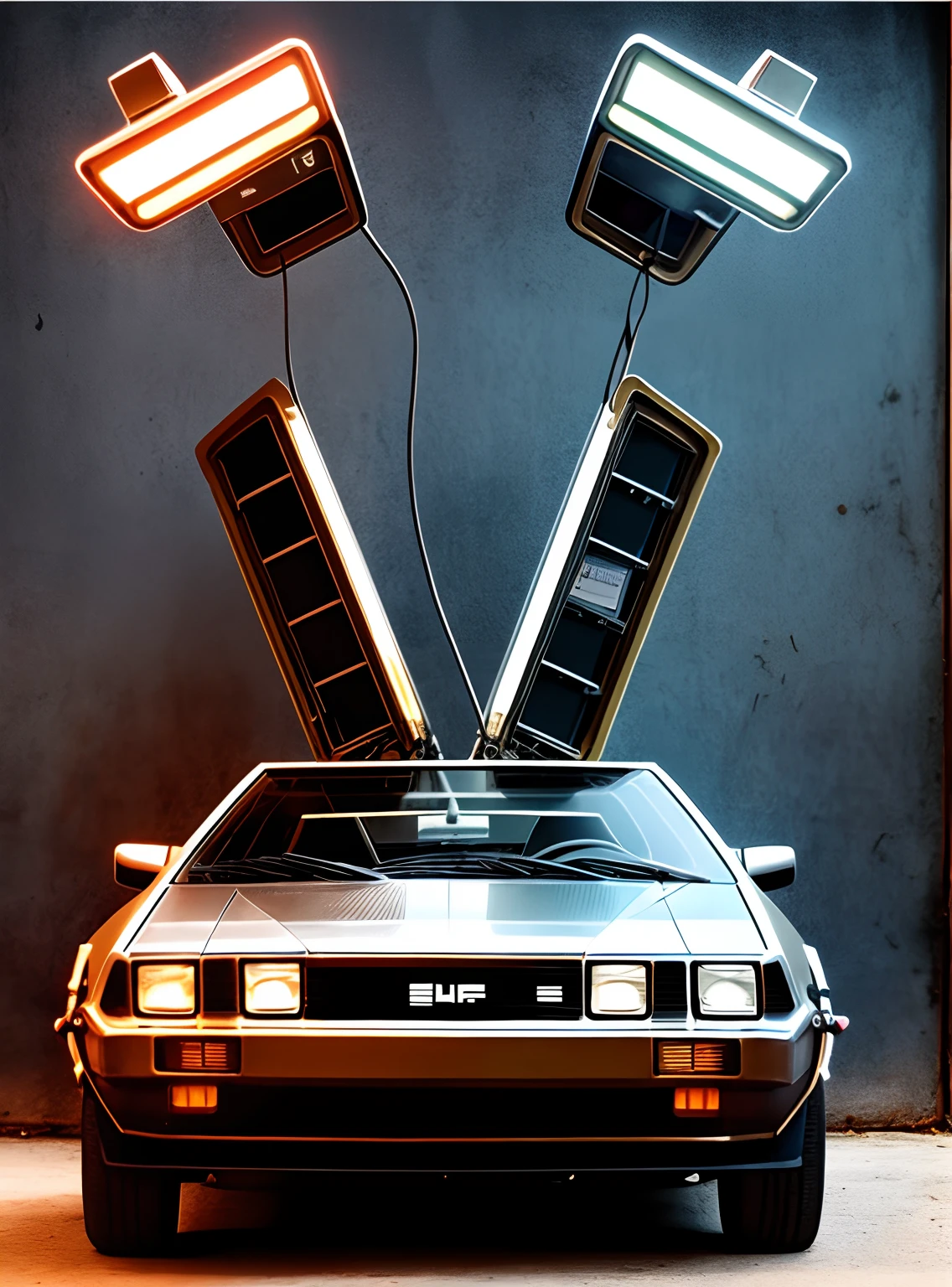 Delorean back to the future vintage neon