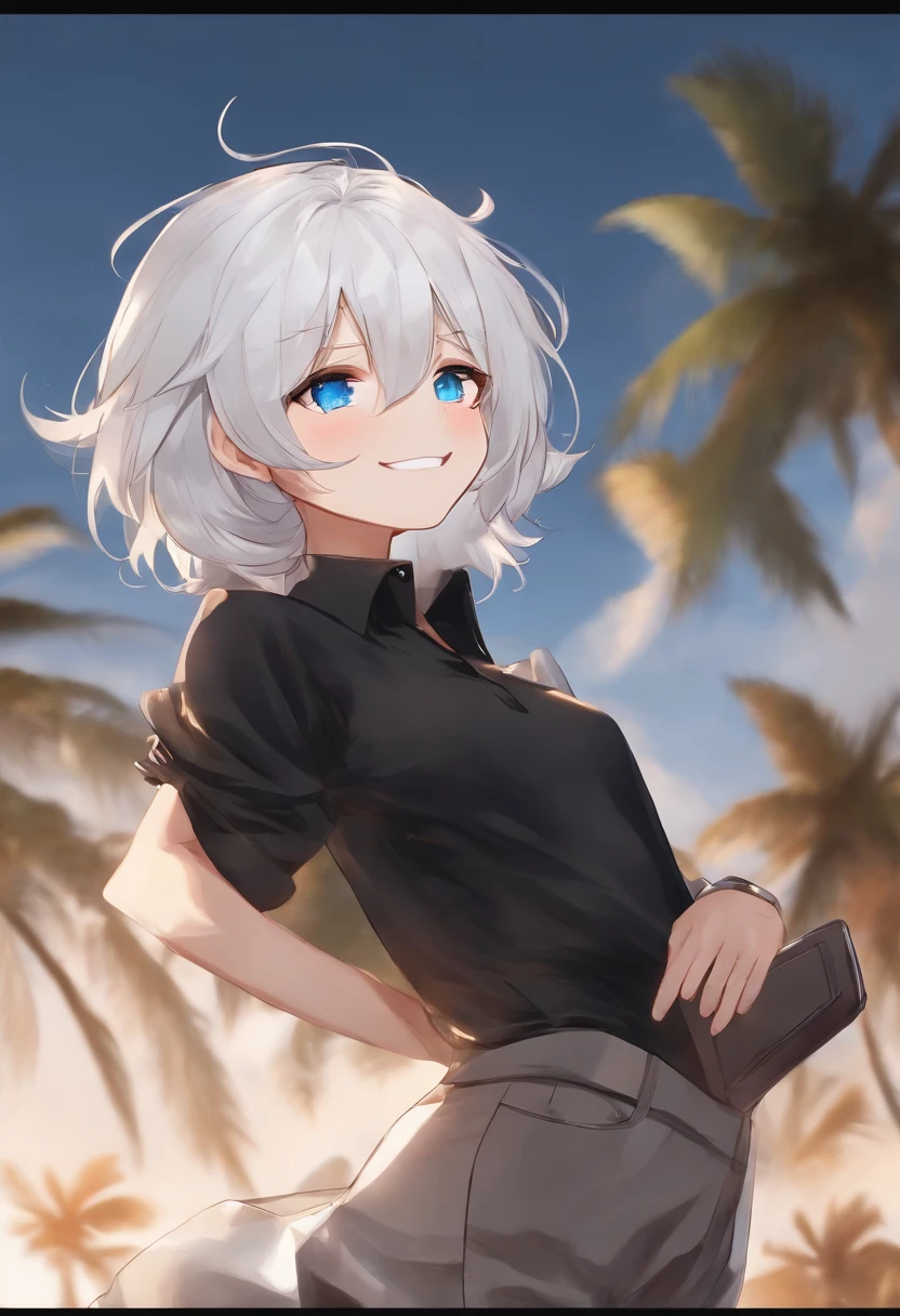 Anime, girl, ufotable, white hair, green eyes, smirk, modern outfit with white t-shirt, little bit pervert
Completed9%