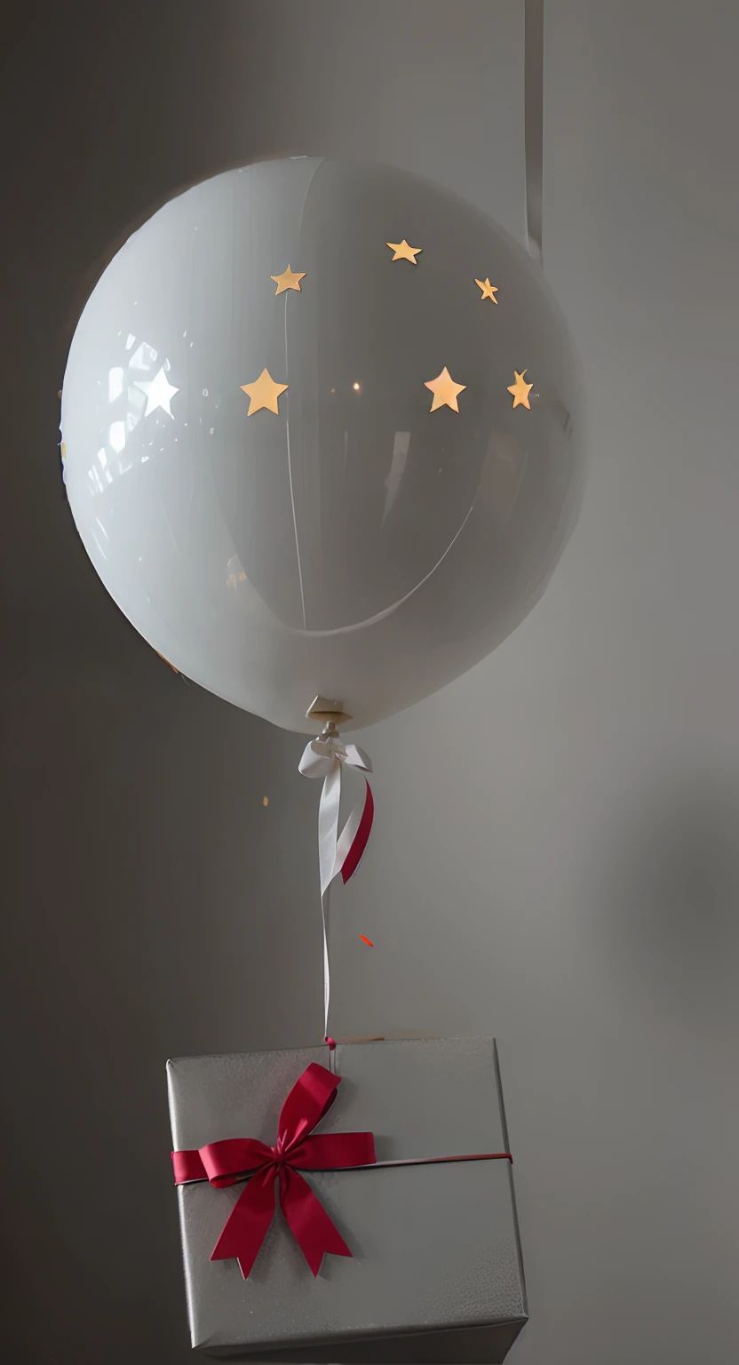White balloon with stars, Bright diffused light, Stars Shine