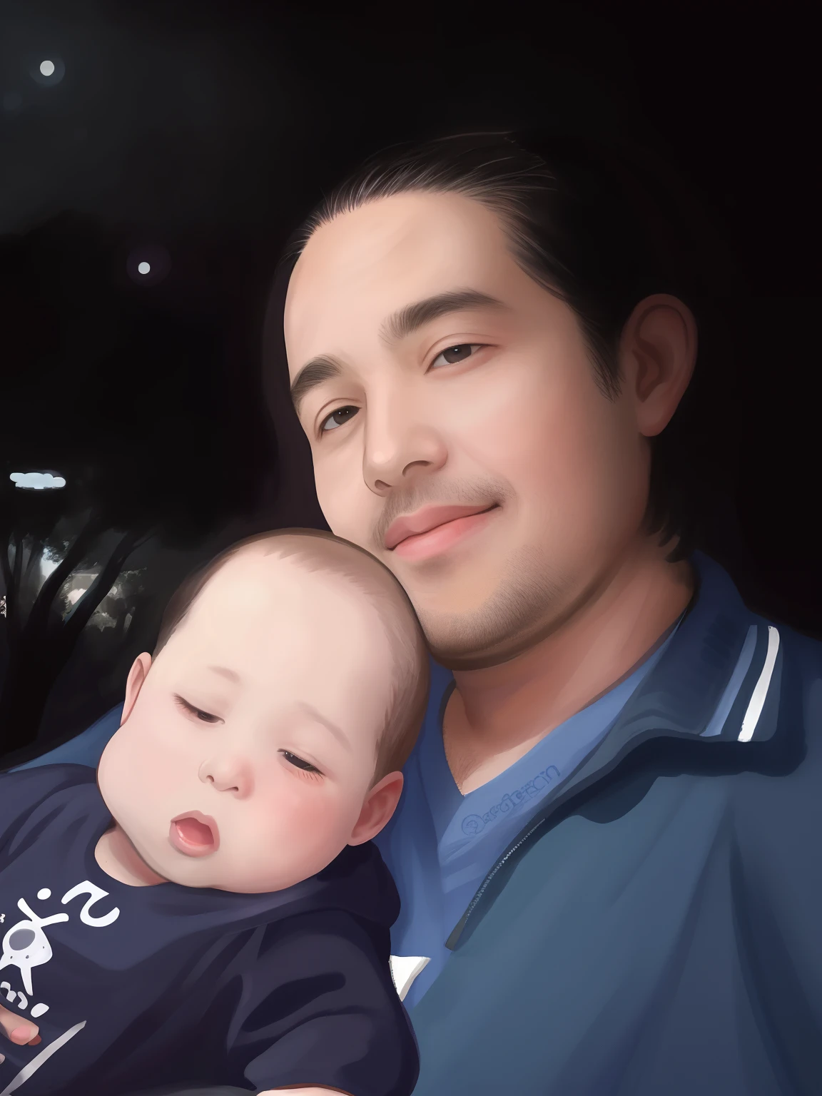 there is a man holding a  in his lap, with a kid,ther with child, jude palencar, reddit post, caring fatherly wide forehead, 2 8 years old, 4 0 years old man, 2 7 years old, very very low quality picture, 38 years old, 3 2 years old, facebook post, ruan jia and brom