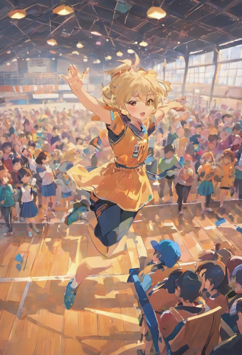 :On a clear afternoon,The students of Class 86 came to the playground,Cheer on the athletes in your class。