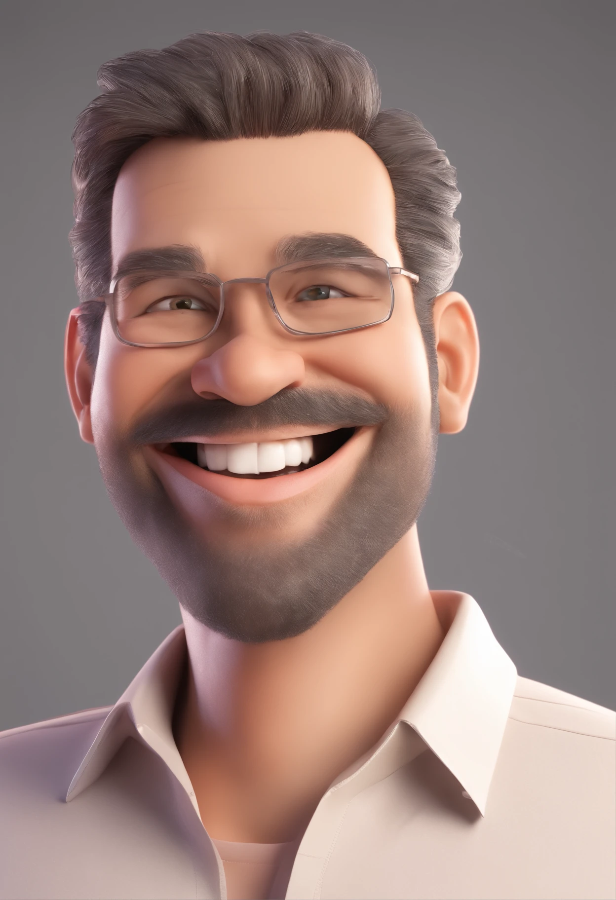 Smiling Man Illustration, sorriso insano, Homem de pele marrom com um sorriso gigante, happily smiling at the camera, sorriso atrevido, he's smiling, sorriso muito grande, Macho sorridente, foto de perfil headshot, rindo sorriso enorme, desenhando no estilo de Arte 3D, c4d, fundo de cor branco puro, estilo disney, estilo pixar render ilustracao Super Detalhe, 8k