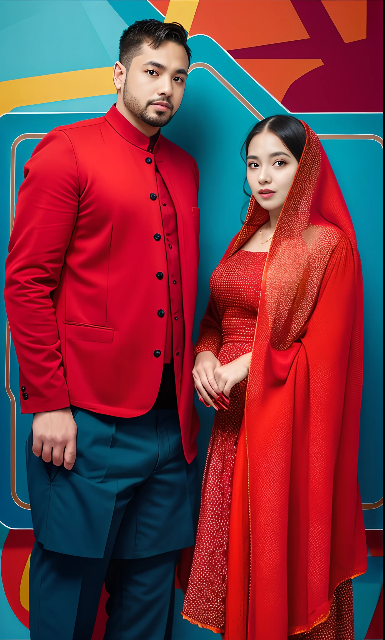 Couple wearing red dress