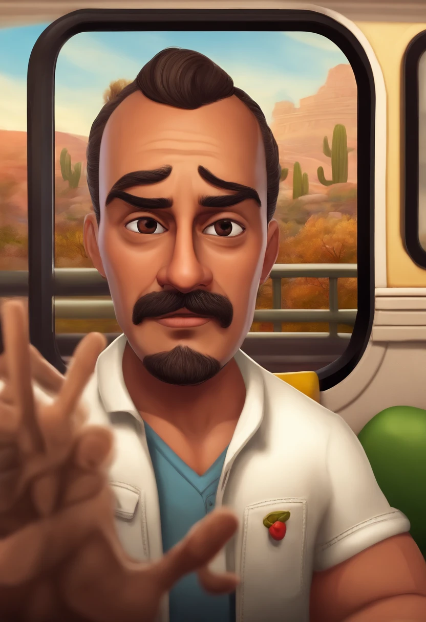 "Hello! I'm a 37-year-old bus driver with a separate mustache that makes me look like an authentic Mexican character. With expressive brown eyes and a strong physique, tenho 170 cm de altura e cabelos pretos. I also go to the gym regularly. Estou pronto para embarcar em uma aventura emocionante e dar vida a personagens  disney pixar cativantes!"