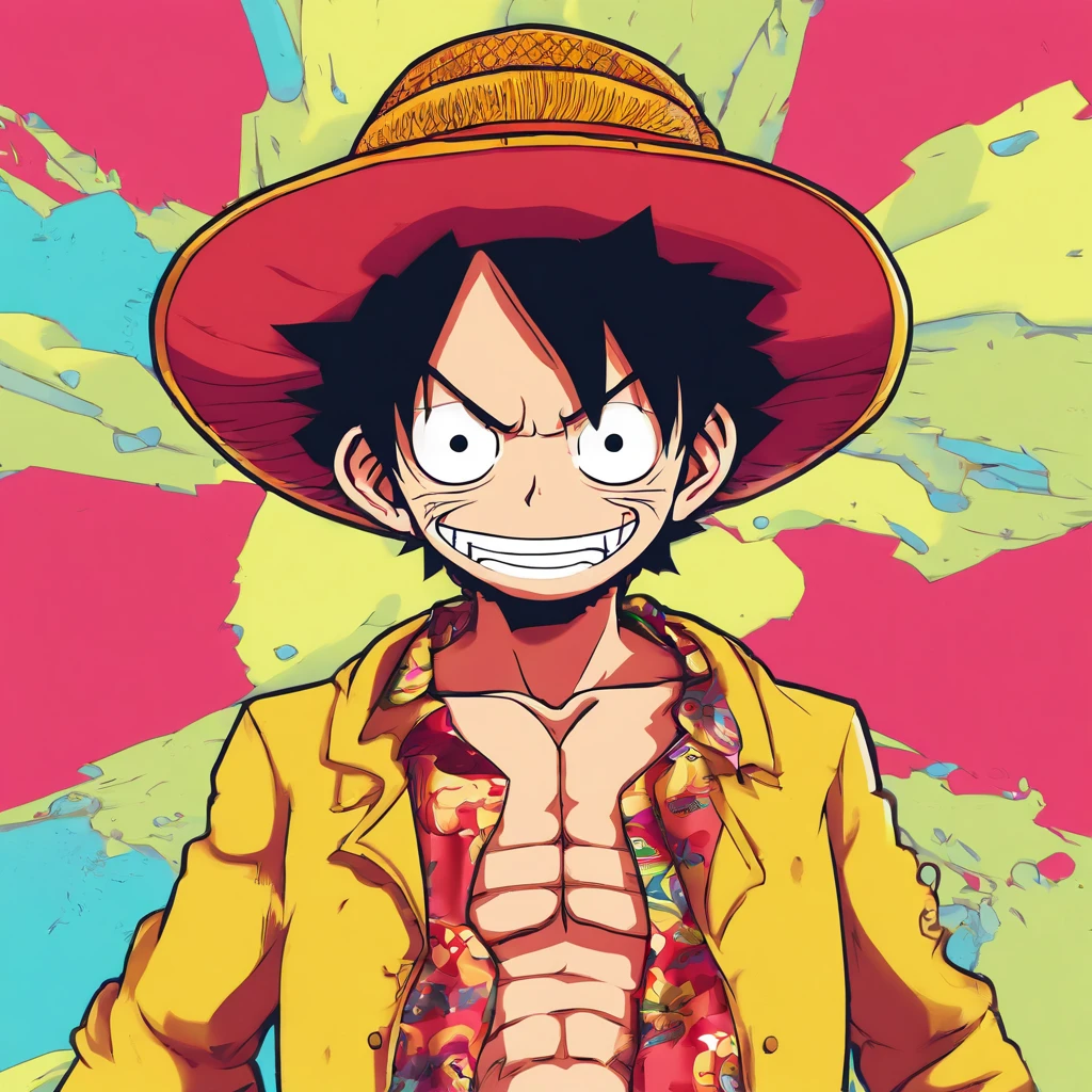 Monkey D. Luffy, one piece anime, X-shaped scar on his chest, Straw Hat, symmetrical body, portrait, cinematic lighting, high contrast, artstation, character concept art, 8K --ar 2:3 --uplight