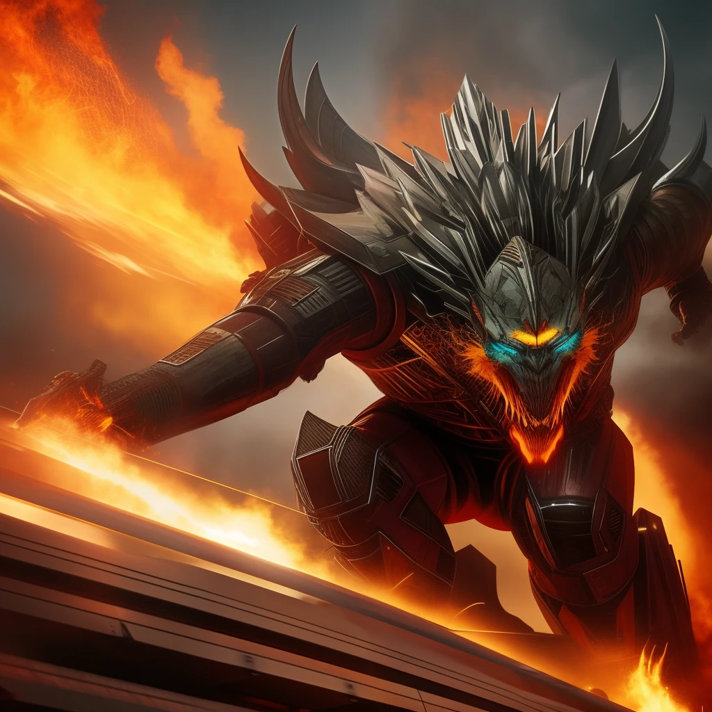 a creature Faster than a bullet, with a Terrifying scream, Enraged and full of anger, He is half man and half machine, Rides the metal monster Breathing smoke and fire Closing in with vengeance soaring high --auto --s2