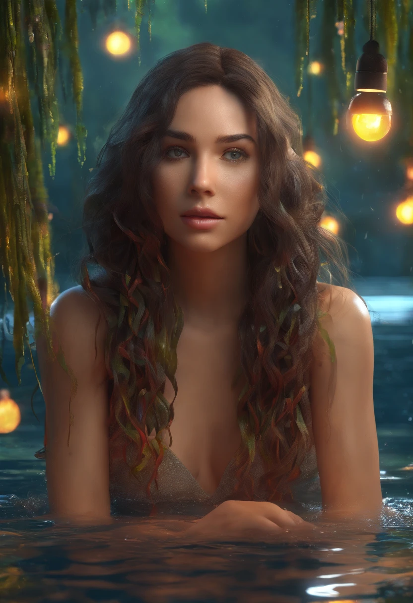 ZRPGSTYLE, De_lado de_Below Beautiful Scary Woman Made of Water (expression of sadness:1.2) Mulher com (long water hair:1.2) Coming out of the water Moss Smoke Vines stirring water Fireflies midnight moonlight (master part:1.2) (best quality) (circunstanciado) (intrincado) (8k) (HDR) (papel de parede) (Cinematic lighting) (foco nítido)
