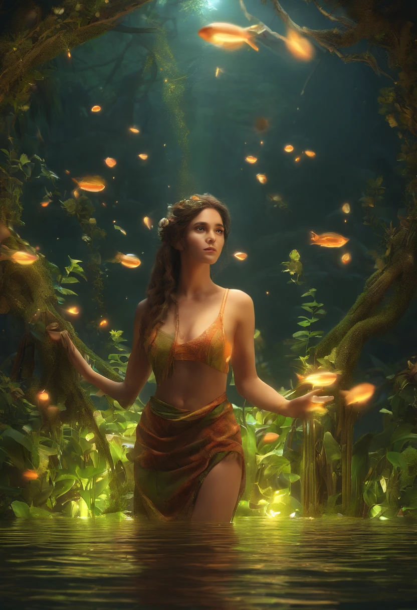 ZRPGSTYLE, De_lado de_Below Beautiful Scary Woman Made of Water (expression of sadness:1.2) Mulher com (long water hair:1.2) Coming out of the water Moss Smoke Vines stirring water Fireflies midnight moonlight (master part:1.2) (best quality) (circunstanciado) (intrincado) (8k) (HDR) (papel de parede) (Cinematic lighting) (foco nítido)