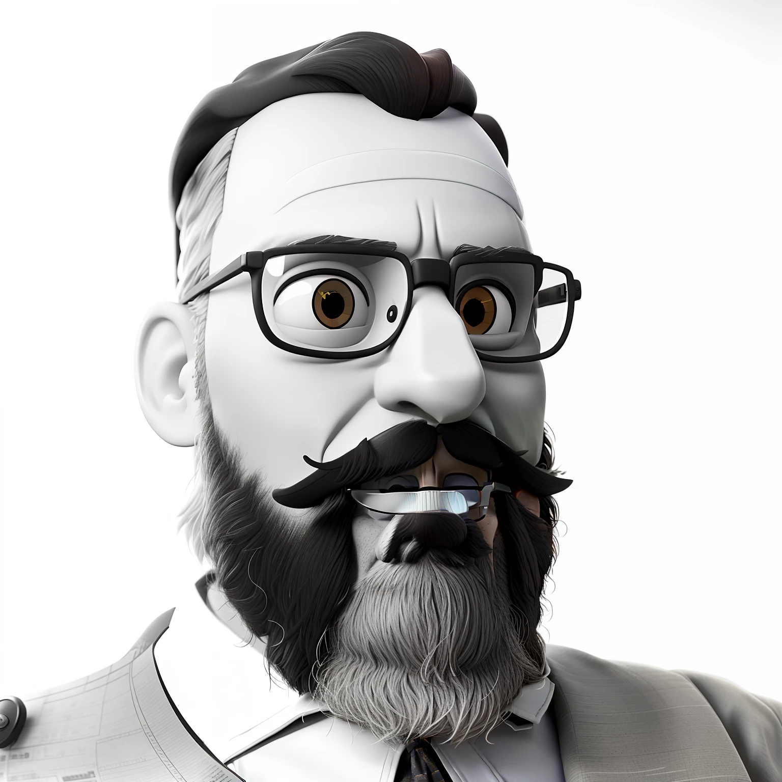 A wise man with monocle and pipe against the backdrop of a library