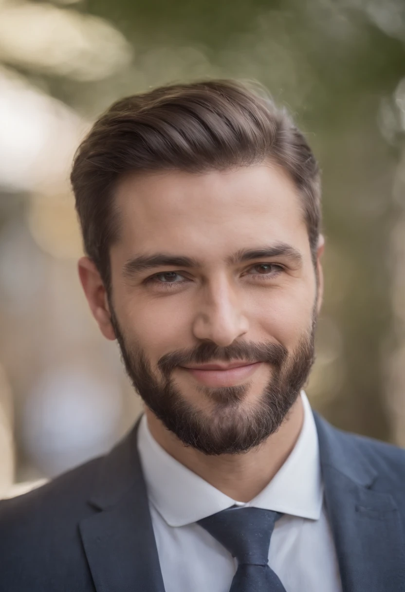 There's a man with a beard and tie smiling, Homem de 60anos, Fotografia selfie 8k, Homens de 60 anos, alguns cabelos grisalhos em sua barba, foto de um homem branco de 60 anos, david rios ferreira, selfie de um homem, barba cinza aparada, foto do perfil, foto de perfil headshot, Ele tem barba e cabelos grisalhos, testa um pouco predominantemente e cabelos bem curtos castanhos acizentados e barba curta castanhos acizentados.
