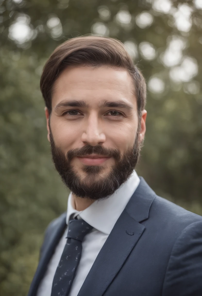There's a man with a beard and tie smiling, Homem de 60anos, Fotografia selfie 8k, Homens de 60 anos, alguns cabelos grisalhos em sua barba, foto de um homem branco de 60 anos, david rios ferreira, selfie de um homem, barba cinza aparada, foto do perfil, foto de perfil headshot, Ele tem barba e cabelos grisalhos, testa um pouco predominantemente e cabelos bem curtos castanhos acizentados e barba curta castanhos acizentados.
