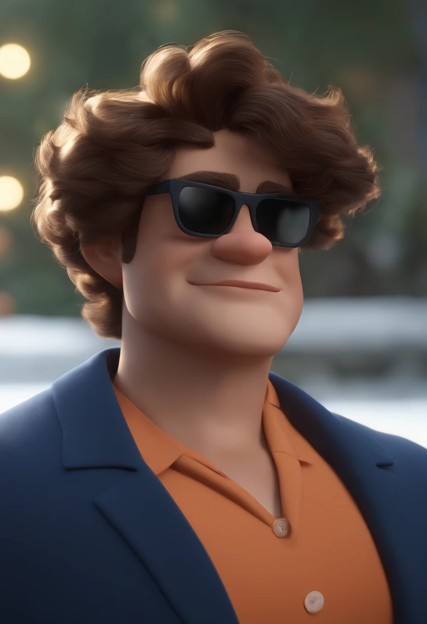 Cartoon character of a man wearing black glasses and a blue shirt, um personagem animado, Caractere estilizado, animation style rendering, 3D estilizado, Arnold Maya render, 3 d render stylized, toon render keyshot, Personagem 3D, Personagem 3D, 3d rendering stylized, 3 d character render, personagem de desenho animado, Personagem de close up, Pose de personagem, (Estilo Pixar) (master part:1.2) (Bokeh) (best quality) (pele detalhada) (textura detalhada) (8k) (argila) (Cinematic lighting) (foco nítido，Senta e vaza a parte superior do corpo