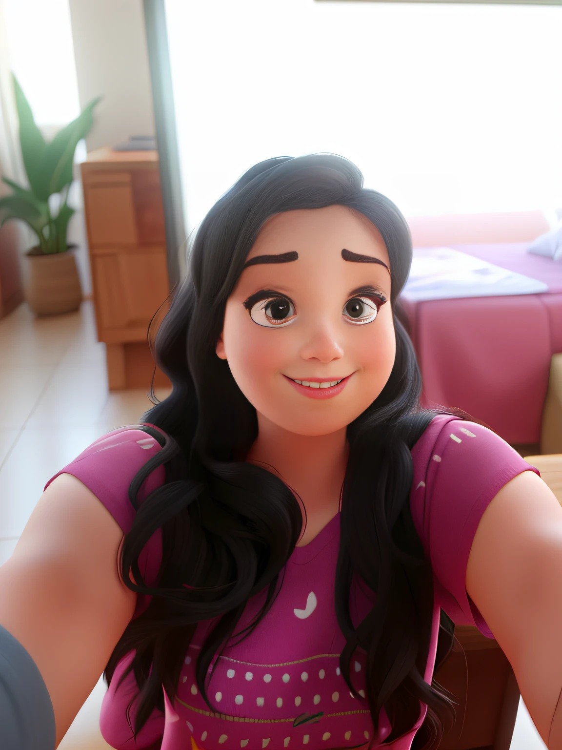 Pixar style animation, mulher  tirando self alta qualidade, melhor qualidade
