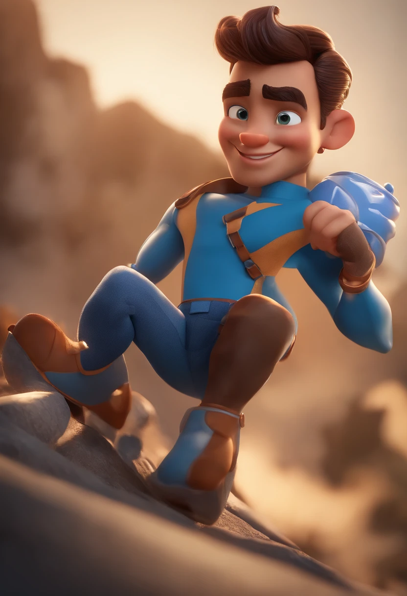 personagem dos desenhos animados de um homem e uma camisa azul, animation character, Caractere estilizado, animation style rendering, 3D estilizado, Arnold Maya render, 3 d render stylized, toon render keyshot, Personagem 3D, Personagem 3D, 3d rendering stylized, 3 d character render, personagem de desenho animado, Personagem de close up, Pose de personagem, (Estilo Pixar) (master part:1.2) (Bokeh) (best quality) (pele detalhada) (textura detalhada) (8k) (argila) (Cinematic lighting) (foco nítido