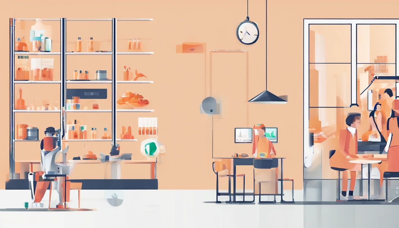 illustration,lots of people,There are many people doing different things,Someone is doing production,Someone is teaching,Someone is doing a science experiment,Someone is playing football,Someone is drawing,Do a lot of different things