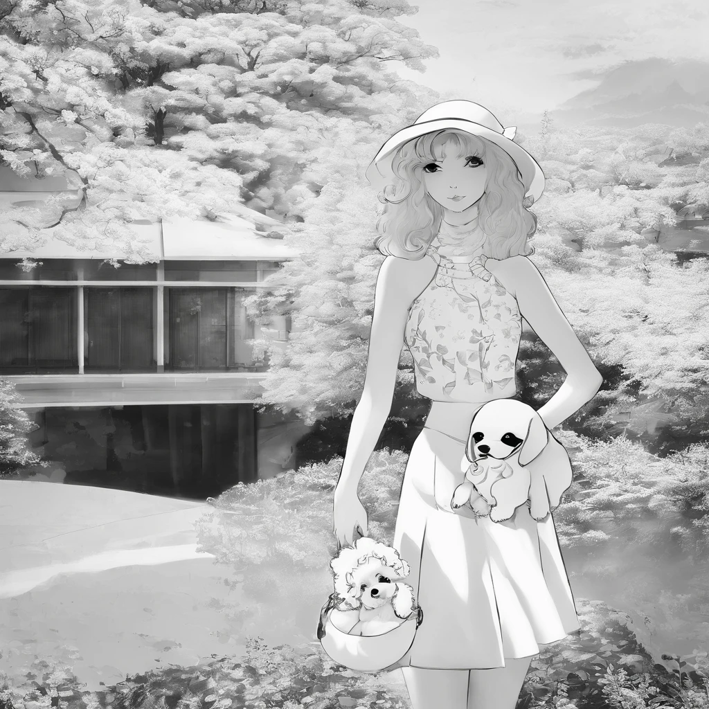 There's a little white Poodle dog, bem princesinha, linda, precisa de sua ajuda, Looking towards the camera, queixo pequeno, bonita, taken with sony a7r camera, olhar desleixado, Oi, monochrome black and white, lovingly looking at camera