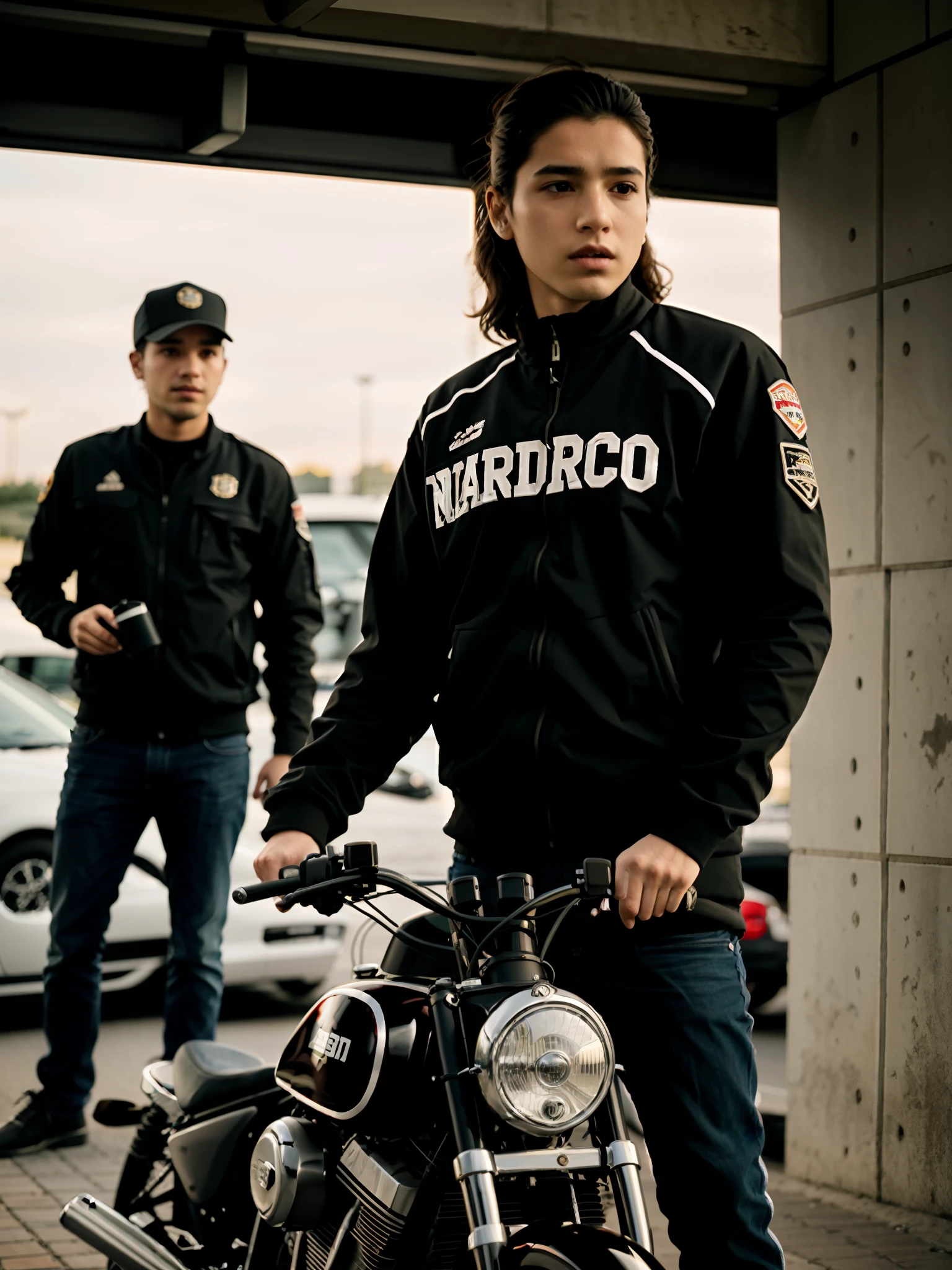 There's a man and a woman next to a motorcycle, Directed by: Nandor Soldier, andrea rocha, caio santos, david rios ferreira, Caroline Gariba, Directed by: Felipe Seade, touring, 4 k post, Postagem 4k, Malika Favre, Edon Guraziu, back to us, andar de moto, Dan dos Santos