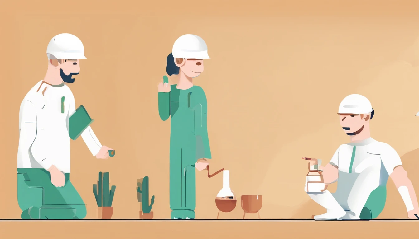 illustration,multiple persons,There are many people doing different things,Someone is doing production,Someone is teaching,Someone is doing a science experiment,Someone is playing football,Someone is drawing,Do a lot of different things