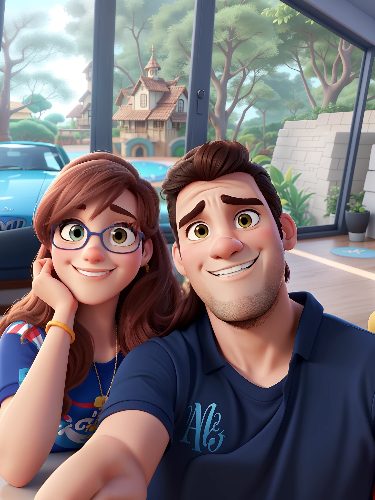 casal no estilo disney pixar, alta qualidade, melhor qualidade