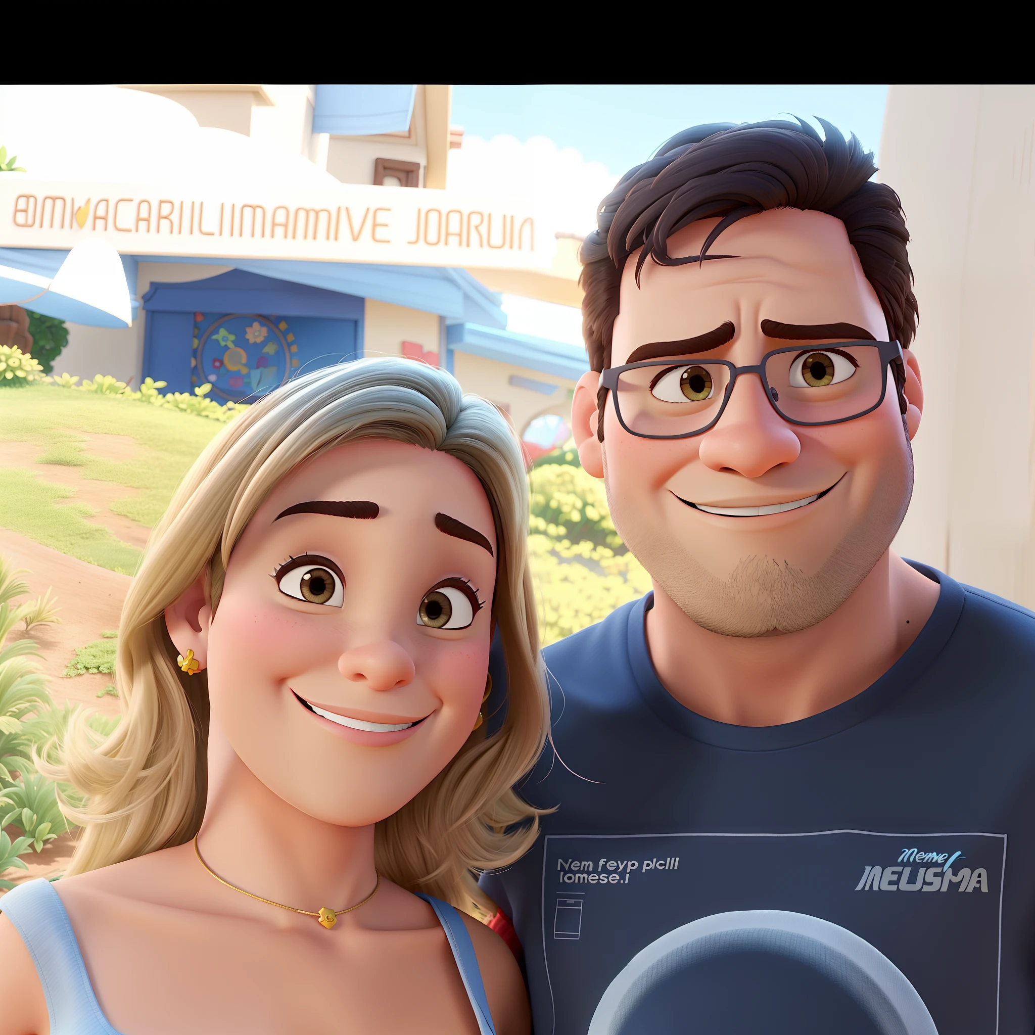 casal homem e mulher no estilo Disney Pixar, alta qualidade, melhor qualidade