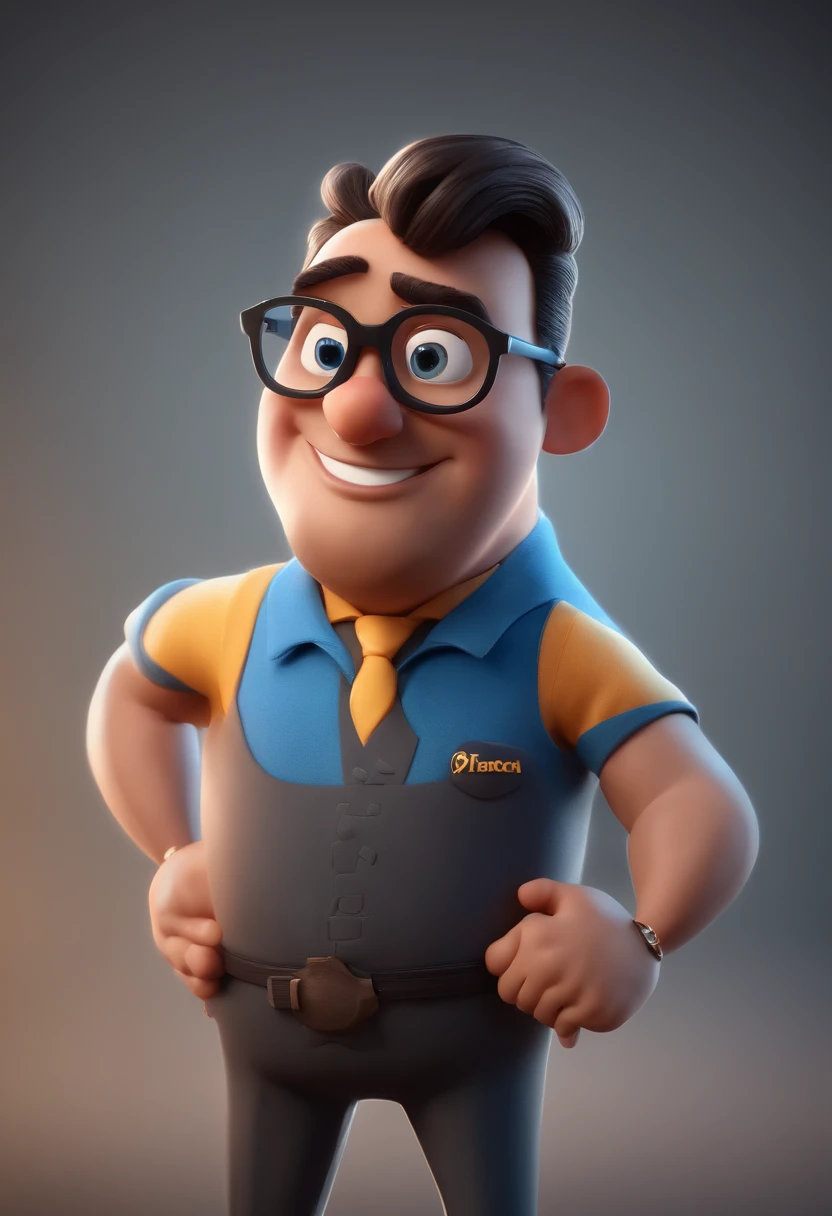 Cartoon character of a man with black glasses and a blue shirt, animation character, Caractere estilizado, animation style rendering, 3D estilizado, Arnold Maya render, 3 d render stylized, toon render keyshot, Personagem 3D, Personagem 3D, 3d rendering stylized, 3 d character render, personagem de desenho animado, Personagem de close up, Pose de personagem, (Estilo Pixar) (master part:1.2) (Bokeh) (best quality) (pele detalhada) (textura detalhada) (8k) (argila) (Cinematic lighting) (foco nítido