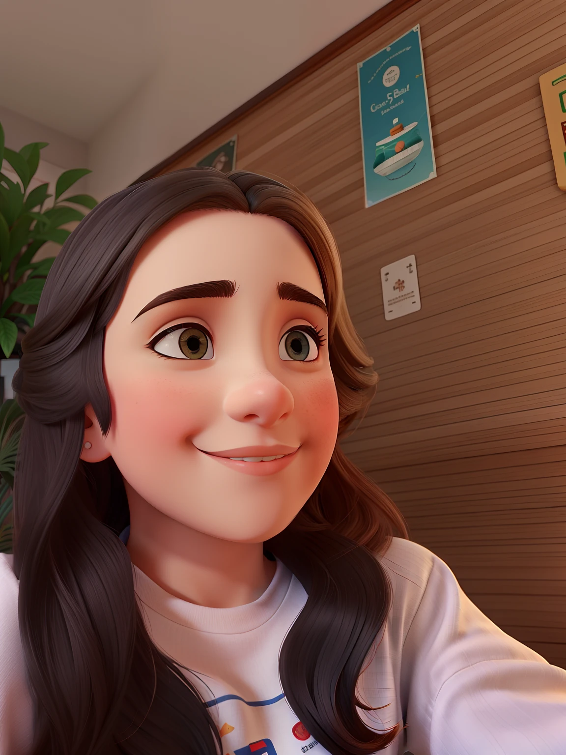 Uma bela jovem de cabelo longo cacheado, olhos castanhos escutos sentada lendo um livro na varanda