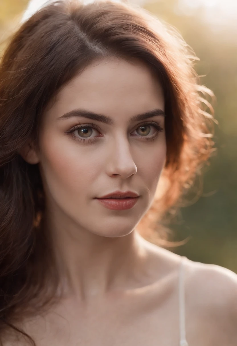 retrato de uma mulher, com olhos castanhos claros e cabelo vermelho, pele branca