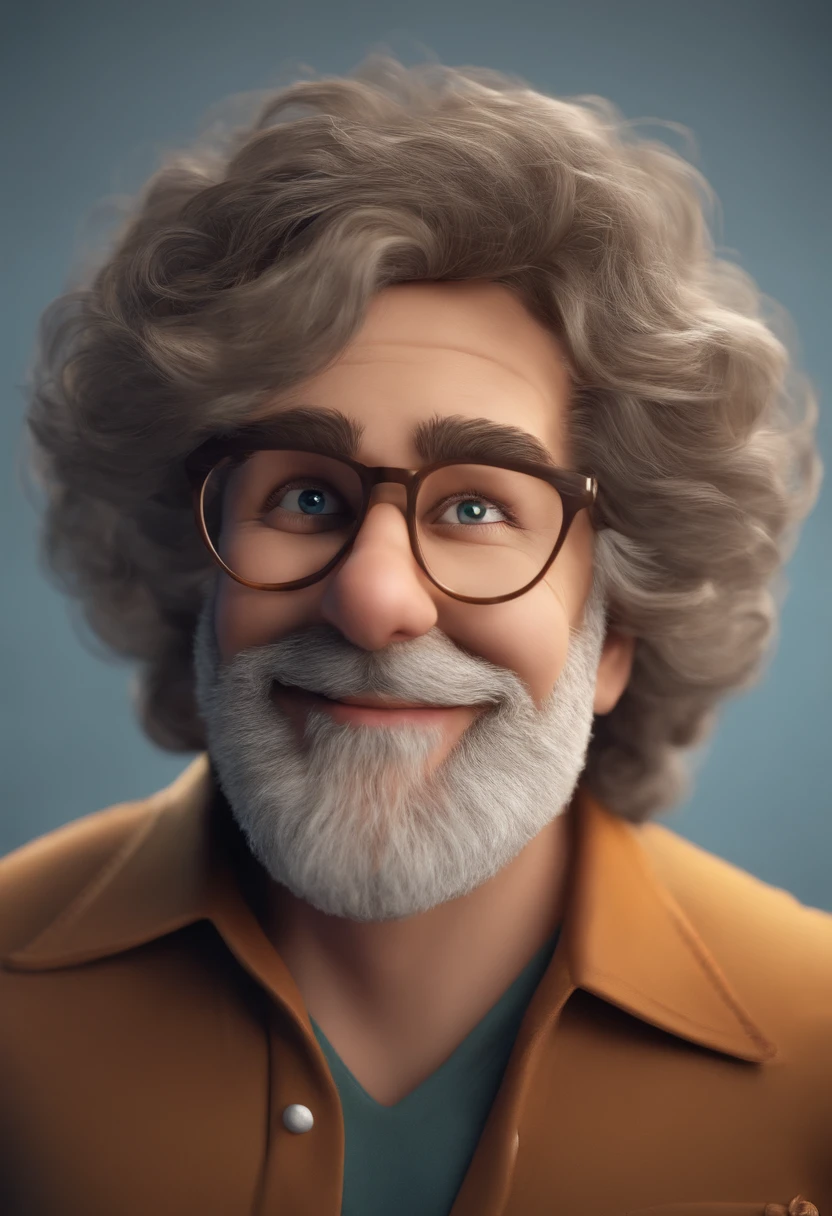 gordo sorridente camiseta branca cabelo pra tras castanho olho castanho estilo pixar 3d