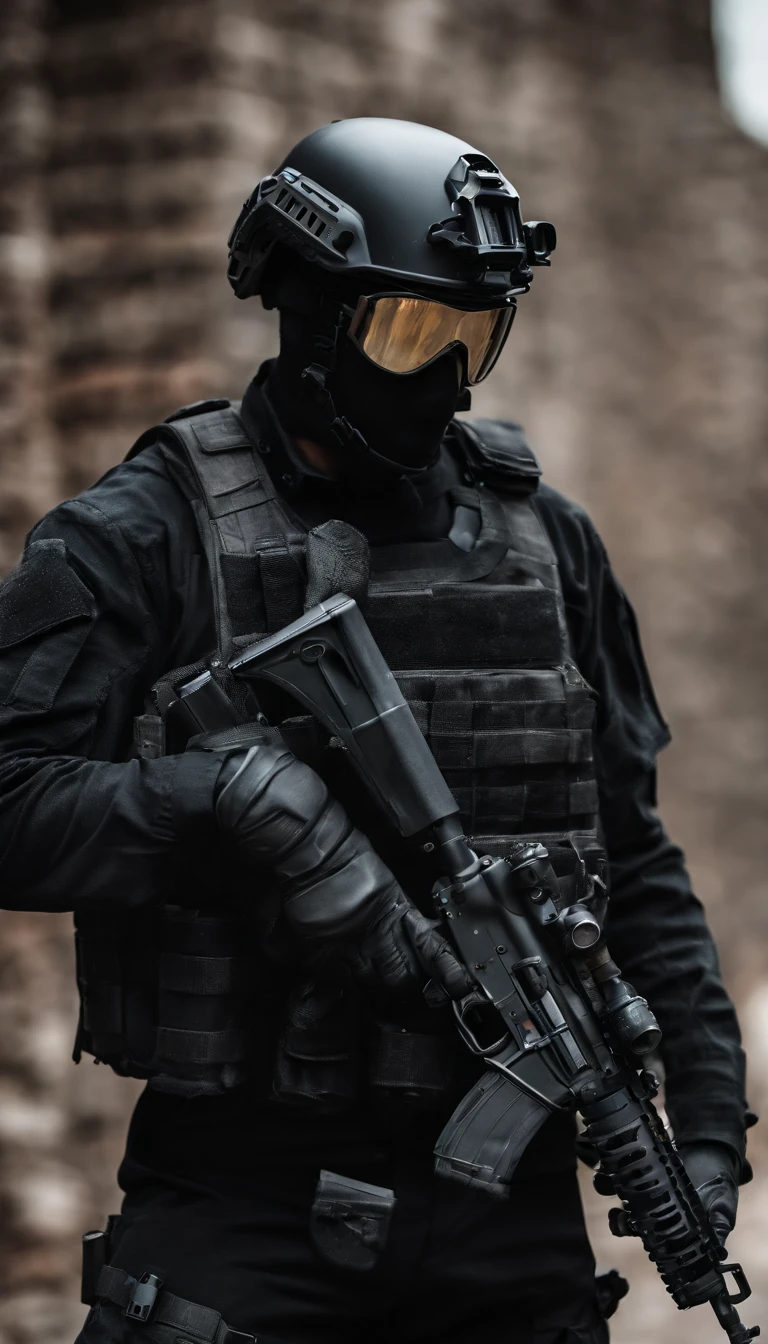(Best quality,4K,8K,A high resolution,Masterpiece:1.2),Ultra-detailed,(Realistic,Photorealistic,photo-realistic:1.37), One of them wore a black SWAT uniform,Man in black helmet, A man in a black mask holds a gun, Air rifle CQB, French Special Operations, realistic soldiers, Soldiers in tactical equipment, tactical gear, cinematic —ar 16:9, realistic military equipment, Tactical armor, Black tactical equipment, combat outfit, Futuristic soldier costume, special forces security(Best quality,4K,8K,A high resolution,Masterpiece:1.2),Ultra-detailed,(Realistic,Photorealistic,photo-realistic:1.37), One of them wore a black SWAT uniform,Man in black helmet, A man wearing a black skull mask holds a gun, assault rifle,CQB, French Special Operations, realistic soldiers, Soldiers in tactical equipment, tactical gear, cinematic —ar 16:9, realistic military equipment, Tactical armor, Black tactical equipment, combat outfit, Futuristic soldier costume, special forces security,FBI official,Zombie crisis,Zombie background,There was chaos,Police shoot at zombies