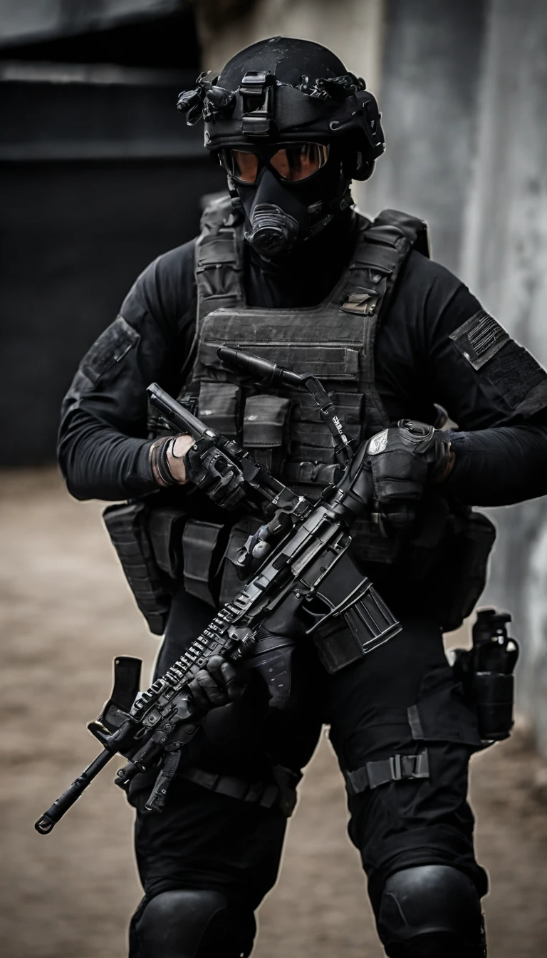 (Best quality,4K,8K,A high resolution,Masterpiece:1.2),Ultra-detailed,(Realistic,Photorealistic,photo-realistic:1.37), One of them wore a black SWAT uniform,Man in black helmet, A man in a black mask holds a gun, Air rifle CQB, French Special Operations, realistic soldiers, Soldiers in tactical equipment, tactical gear, cinematic —ar 16:9, realistic military equipment, Tactical armor, Black tactical equipment, combat outfit, Futuristic soldier costume, special forces security(Best quality,4K,8K,A high resolution,Masterpiece:1.2),Ultra-detailed,(Realistic,Photorealistic,photo-realistic:1.37), One of them wore a black SWAT uniform,Man in black helmet, A man wearing a black skull mask holds a gun, assault rifle,CQB, French Special Operations, realistic soldiers, Soldiers in tactical equipment, tactical gear, cinematic —ar 16:9, realistic military equipment, Tactical armor, Black tactical equipment, combat outfit, Futuristic soldier costume, special forces security,FBI official,Zombie crisis,Zombie background,There was chaos,Police shoot at zombies