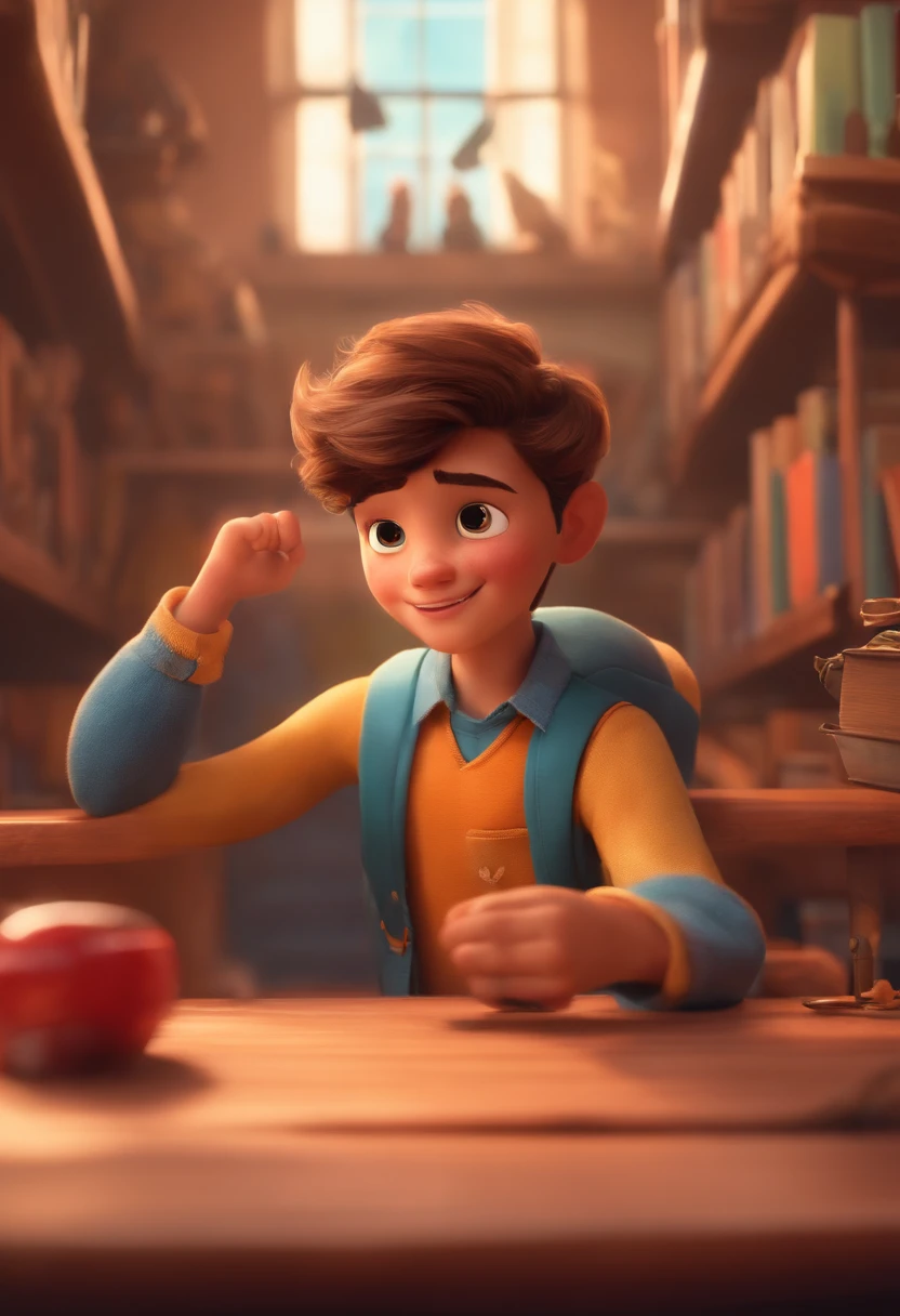 Image of a boy for a story in a YouTube video in Pixar format, He's the little allabester, He's the class leader, He's outgoing, Playful and gets up for a lot of things