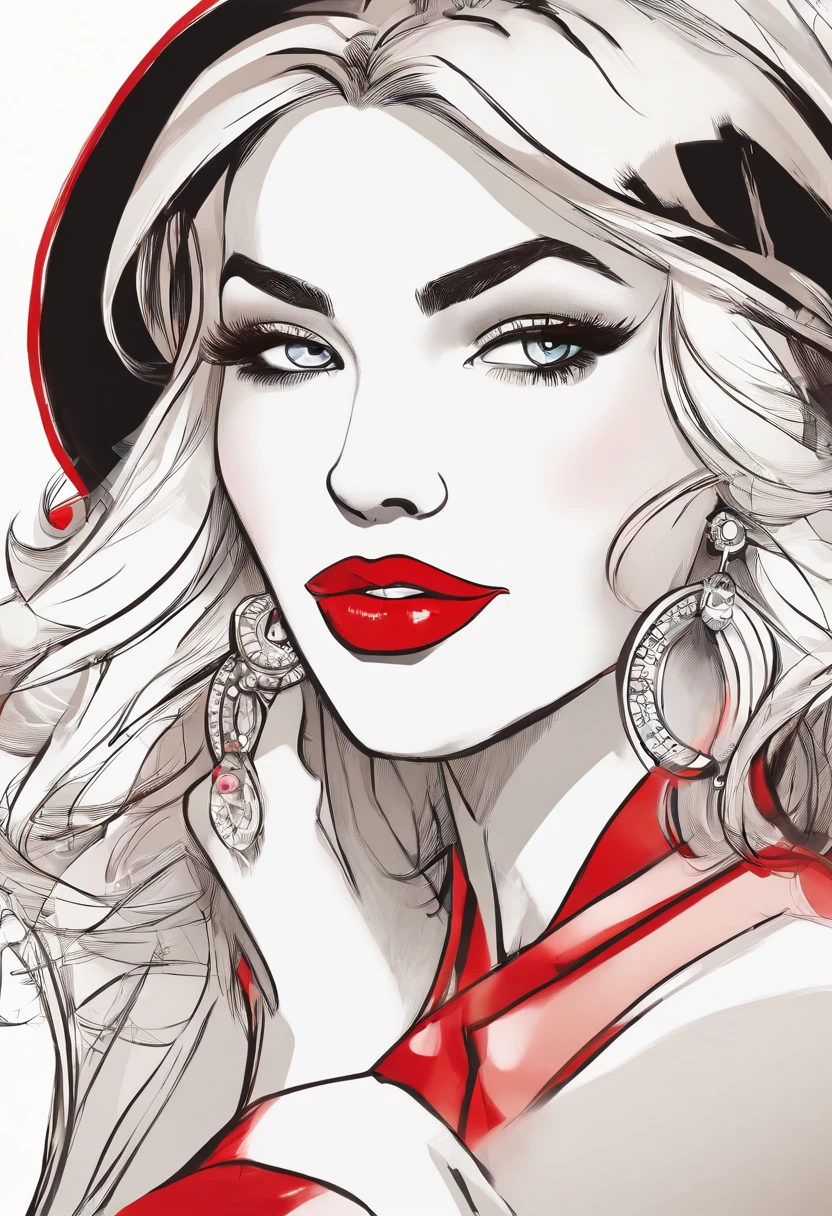 Blonde woman with red lipstick and necklace in car with hand up, imagem de perfil, red lips, foto do perfil, Batom vermelho no rosto, thick red lips, foto de perfil headshot, Big Red Lips, Batom vermelho brilhante, both have red lips, small and thick red lips, sexy red lips, usando maquiagem profissional, taken in the early 2020s, Red lipstick on the lips disney pixar cartoon style, heroina , perigosa, justiceira, sexy, unhas verm