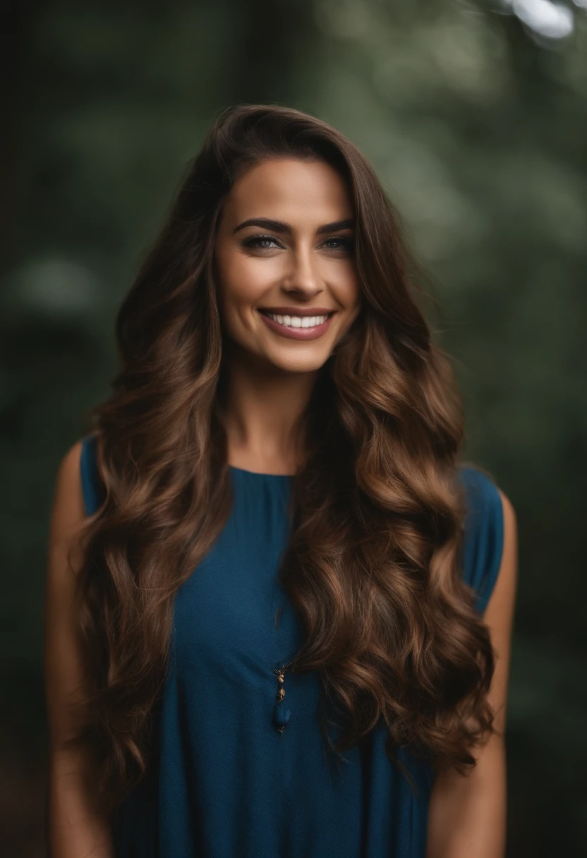 Uma mulher de 30 anos, com cabelos castanhos curtos, Rosto redondo, rosto redondo com sorriso encantador, e olhos castanhos