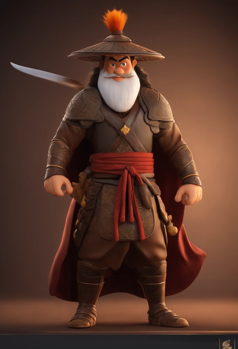 personagem dos desenhos animados de um homem com 37 anos, com barba, pele morena, cabelo coque samurai e uma camisa preta, animation character, Caractere estilizado, animation style rendering, 3D estilizado, Arnold Maya render, 3 d render stylized, toon render keyshot, Personagem 3D, Personagem 3D, 3d rendering stylized, 3 d character render, personagem de desenho animado, Personagem de close up, Pose de personagem,  (Estilo Pixar) (master part:1.2) (Bokeh) (best quality) (pele detalhada) (textura detalhada) (8k) (argila) (Cinematic lighting) (foco nítido