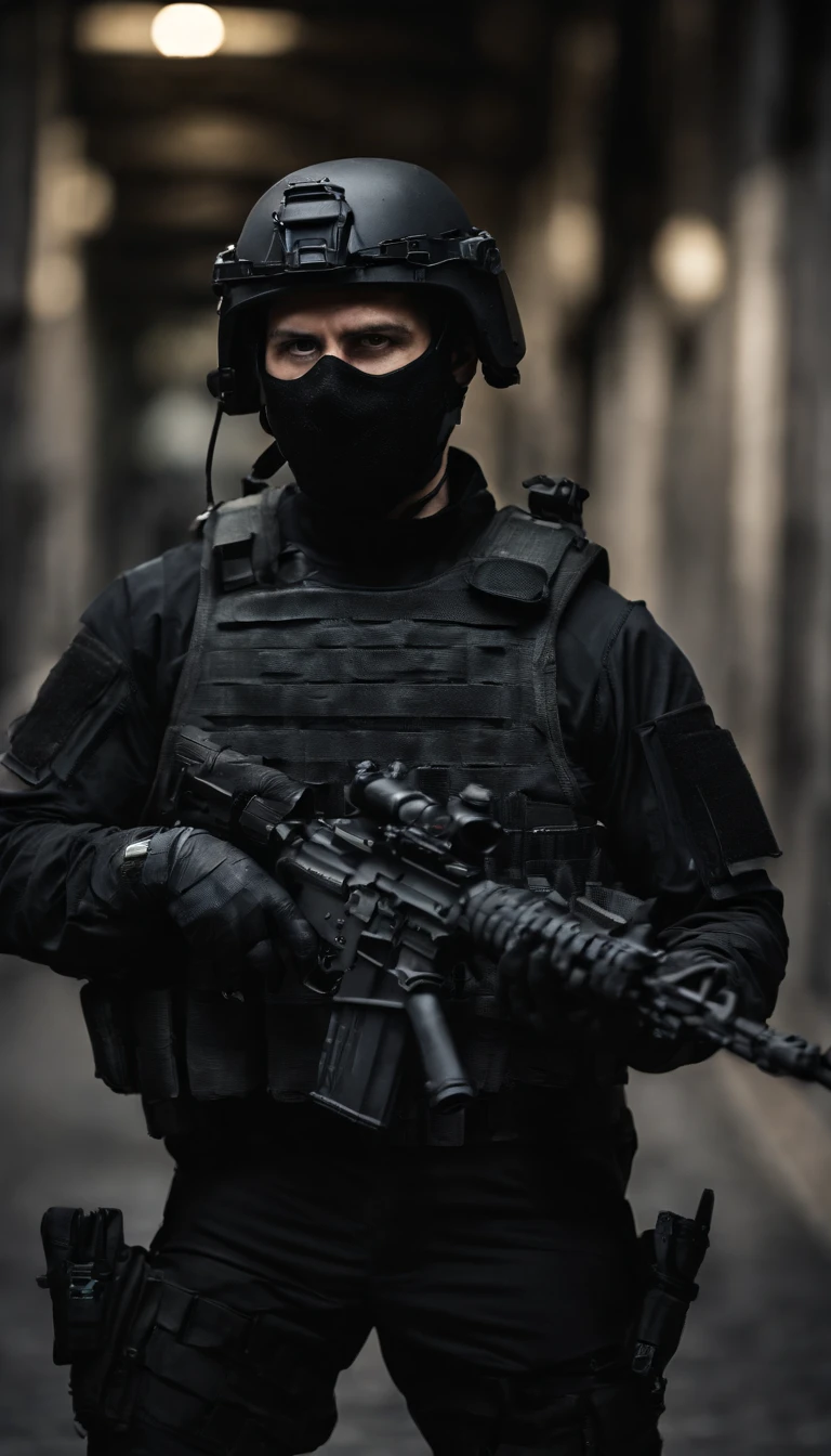 (Best quality,4K,8K,A high resolution,Masterpiece:1.2),Ultra-detailed,(Realistic,Photorealistic,photo-realistic:1.37), One of them wore a black SWAT uniform,Man in black helmet, A man in a black mask holds a gun, Air rifle CQB, French Special Operations, realistic soldiers, Soldiers in tactical equipment, tactical gear, cinematic —ar 16:9, realistic military equipment, Tactical armor, Black tactical equipment, combat outfit, Futuristic soldier costume, special forces security(Best quality,4K,8K,A high resolution,Masterpiece:1.2),Ultra-detailed,(Realistic,Photorealistic,photo-realistic:1.37), One of them wore a black SWAT uniform,Man in black helmet, A man wearing a black skull mask holds a gun, assault rifle,CQB, French Special Operations, realistic soldiers, Soldiers in tactical equipment, tactical gear, cinematic —ar 16:9, realistic military equipment, Tactical armor, Black tactical equipment, combat outfit, Futuristic soldier costume, special forces security,FBI official,Zombie crisis,Zombie background,There was chaos,Police shoot at zombies