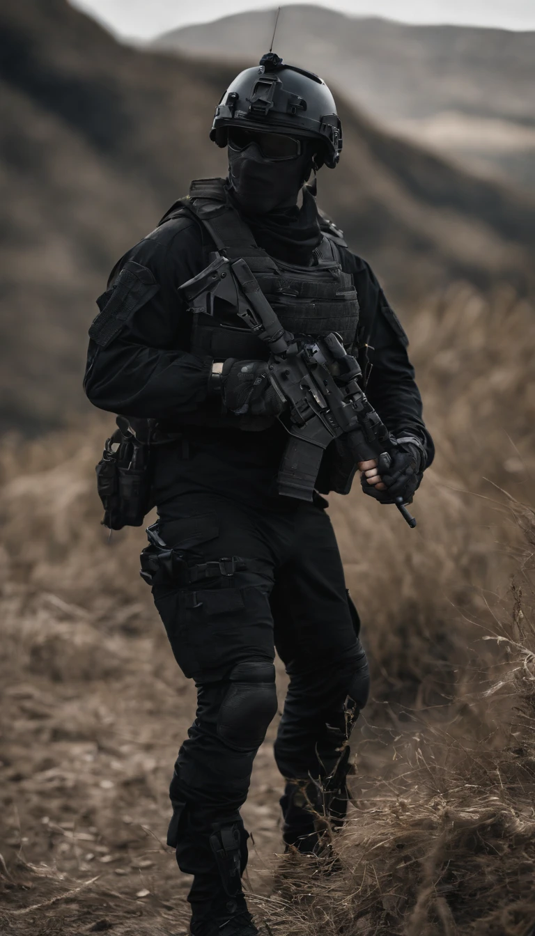 (Best quality,4K,8K,A high resolution,Masterpiece:1.2),Ultra-detailed,(Realistic,Photorealistic,photo-realistic:1.37), One of them wore a black SWAT uniform,Man in black helmet, A man in a black mask holds a gun, Air rifle CQB, French Special Operations, realistic soldiers, Soldiers in tactical equipment, tactical gear, cinematic —ar 16:9, realistic military equipment, Tactical armor, Black tactical equipment, combat outfit, Futuristic soldier costume, special forces security(Best quality,4K,8K,A high resolution,Masterpiece:1.2),Ultra-detailed,(Realistic,Photorealistic,photo-realistic:1.37), One of them wore a black SWAT uniform,Man in black helmet, A man wearing a black skull mask holds a gun, assault rifle,CQB, French Special Operations, realistic soldiers, Soldiers in tactical equipment, tactical gear, cinematic —ar 16:9, realistic military equipment, Tactical armor, Black tactical equipment, combat outfit, Futuristic soldier costume, special forces security,FBI official,Zombie crisis,Zombie background,There was chaos,Police shoot at zombies
