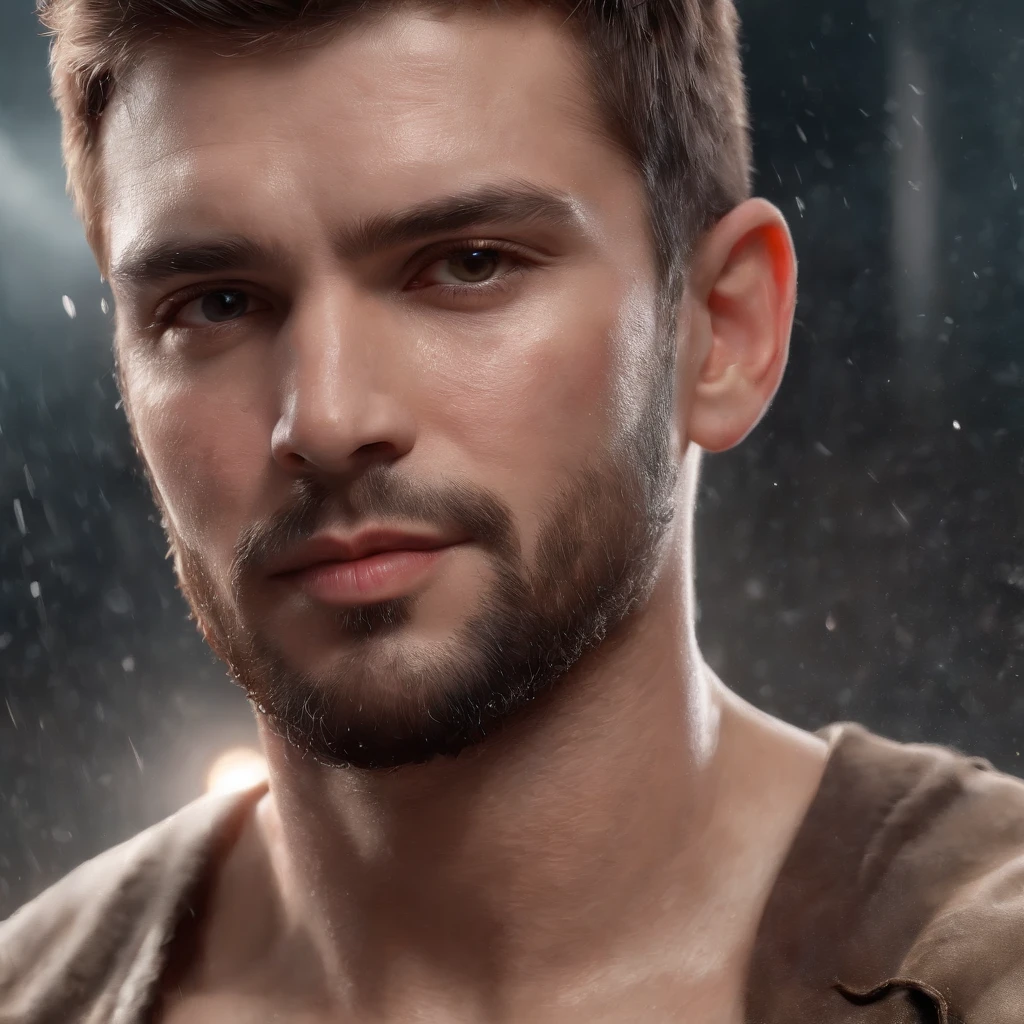 (Professional 3D rendering:1.7) de (Realistic:1.5) Foto de arte mais bonita do mundo,Features soft, bright male heroes, ((Epic hero fantasy rough muscular man wet hero angry look long hair short beard and fierce expression in dynamic pose, fantastic location, majestoso ambiente desordenado)), corpo inteiro 8k unidade render, action shot, poros da pele, very dark lighting, sombreamento pesado, circunstanciado, Rosto detalhado, (vibrante, fotogrdeia realista, Realistic, Dramatic, Escuro, foco nítido, 8k), (Old leather clothes damaged by bad weather:1.4), ((((Use peles)))), (intrincado:1.4), decadente, (altamente detalhado:1.4), pintura digital, rendering by octane, art stations, Conceito-Arte, liso, foco nítido, illustration, germe da arte, (Loish:0.23), Wlop Ilya Kuvshinov, e Greg Rutkowski e Alphonse Mucha Gracias, (global ilumination, studiolight, Light Volumetric), chuva forte, floating particles, patife, fantasia, Onze, corpo inteiroesbian, ((Fundo escuro e antigo da cidade:1.3)),CGSesociedade,art stations
