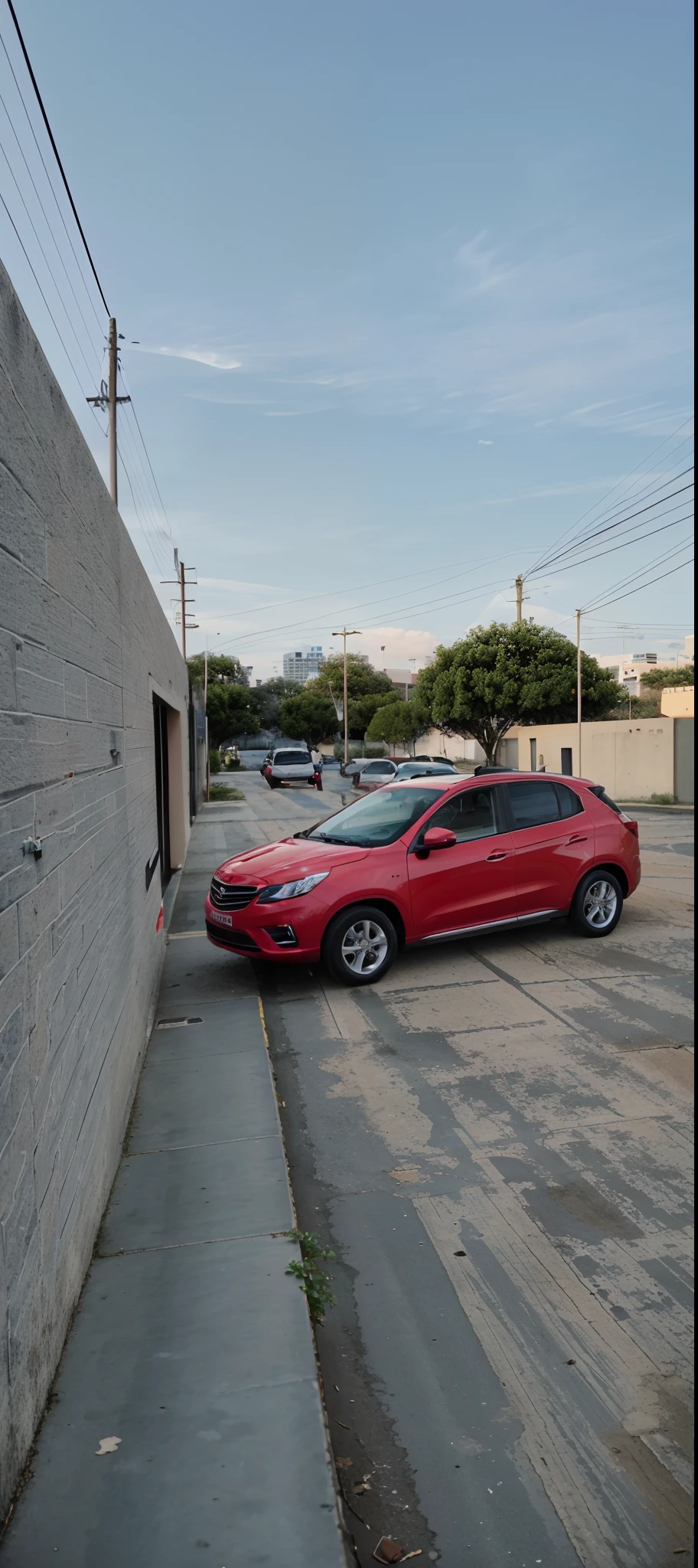 There is a red car parked in a parking lot next to a building, Haval F 7, por Julius como se, imagem frenteal, Frente, Directed by: Felipe Seade, Frente cheia, imagem de alta qualidade, 8k)), carro vermelho, Directed by: Luis Miranda, Tomado com Sony Alpha 9, Directed by: Jacob Pynas, frente