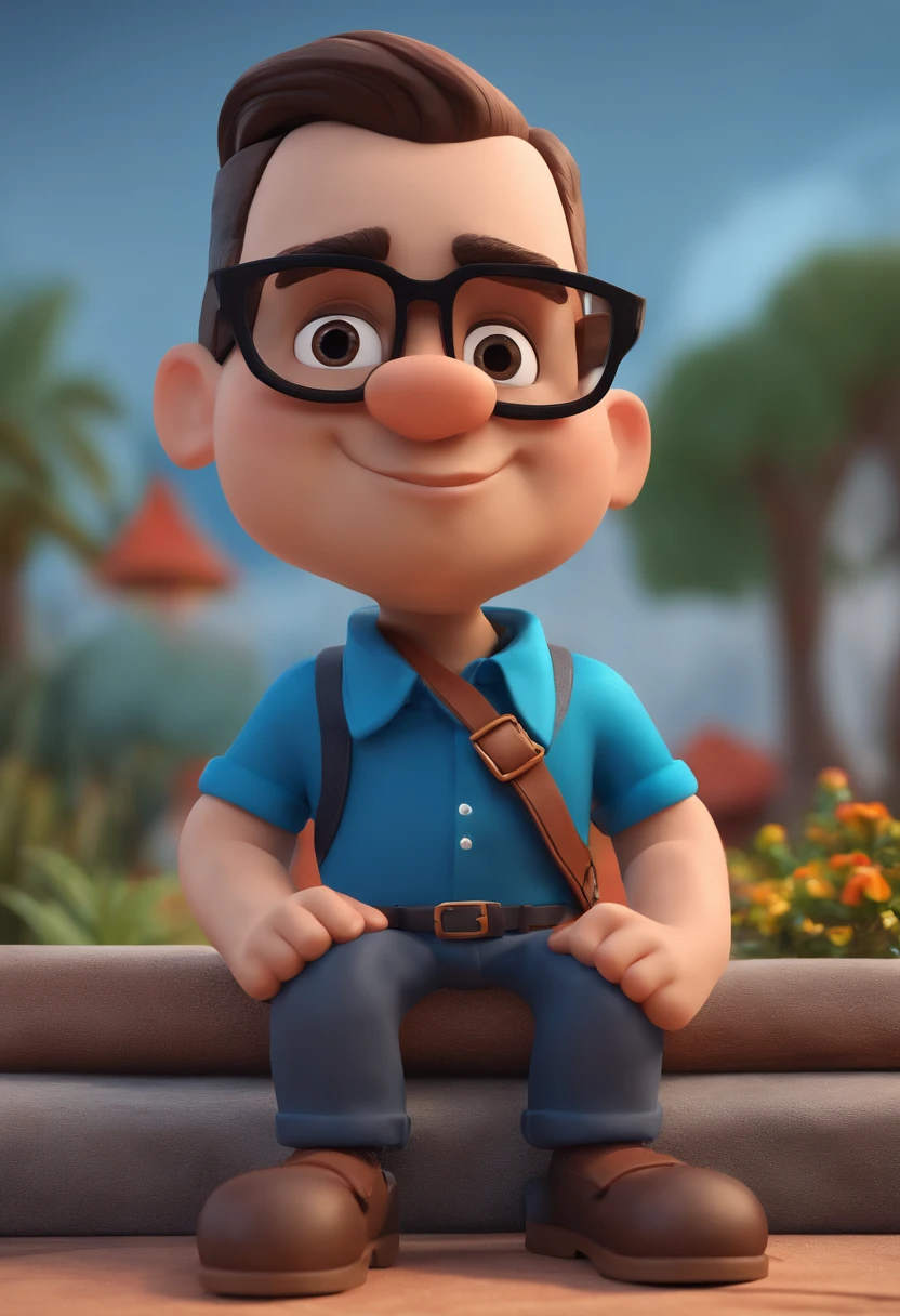 Cartoon character of a man with black glasses and a blue shirt, animation character, Caractere estilizado, animation style rendering, 3D estilizado, Arnold Maya render, 3 d render stylized, toon render keyshot, Personagem 3D, Personagem 3D, 3d rendering stylized, 3 d character render, personagem de desenho animado, Personagem de close up, Pose de personagem,  (Estilo Pixar) (master part:1.2) (Bokeh) (best quality) (pele detalhada) (textura detalhada) (8k) (argila) (Cinematic lighting) (foco nítido