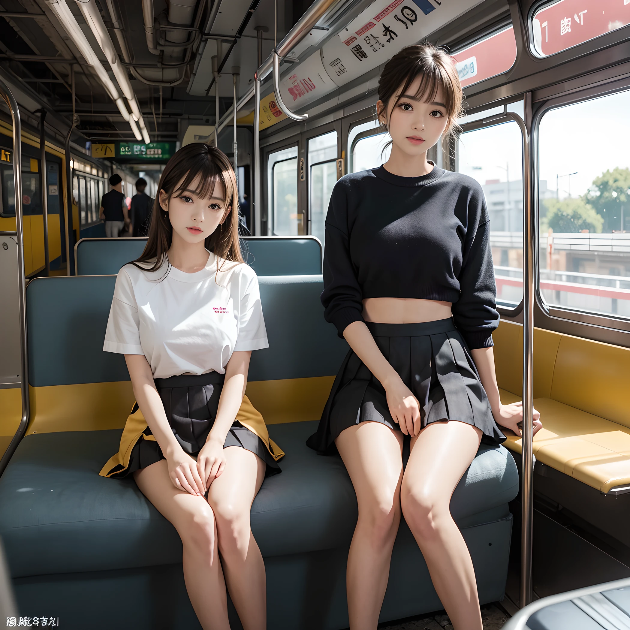((((Emphasize cleavage))))
(Panties and bra are visible)
"(RAW Photos:1.4), (photoRealistic:1.3),(masterpiece), Highest quality, Highest quality, Very detailed CG unity 8k wallpaper, Detailed and sophisticated, original,High resolution,
\\
One Girl,alone,(16 years),Very detailed_eye, nail,Mid-chest,(eyeliner:0.5),(blush:0.5),Black Hair,Long Hair,Hair Clip, Show Viewer,Browsing Caution,
\\
high school,student,, Sailor collar,Bobby Socks,school bag,skirt, Plaid, Plaid skirt,Please raise your knees,Sitting,
\\
street, Subway Station, Shop Boundaries, akihabara \(Tokyo\), Shibuya Ward \(Tokyo\), Shinjuku \(Tokyo\),
\\
Beautifully detailed backgrounds,Written boundary depth,change:0.1,Realistic:1.3,(Zhou Haoguang:1),(Neon Light:0.1),(High resolution:1),(Studio Lighting:1.5),(Panty shot:1.2),From below,whole body,"
