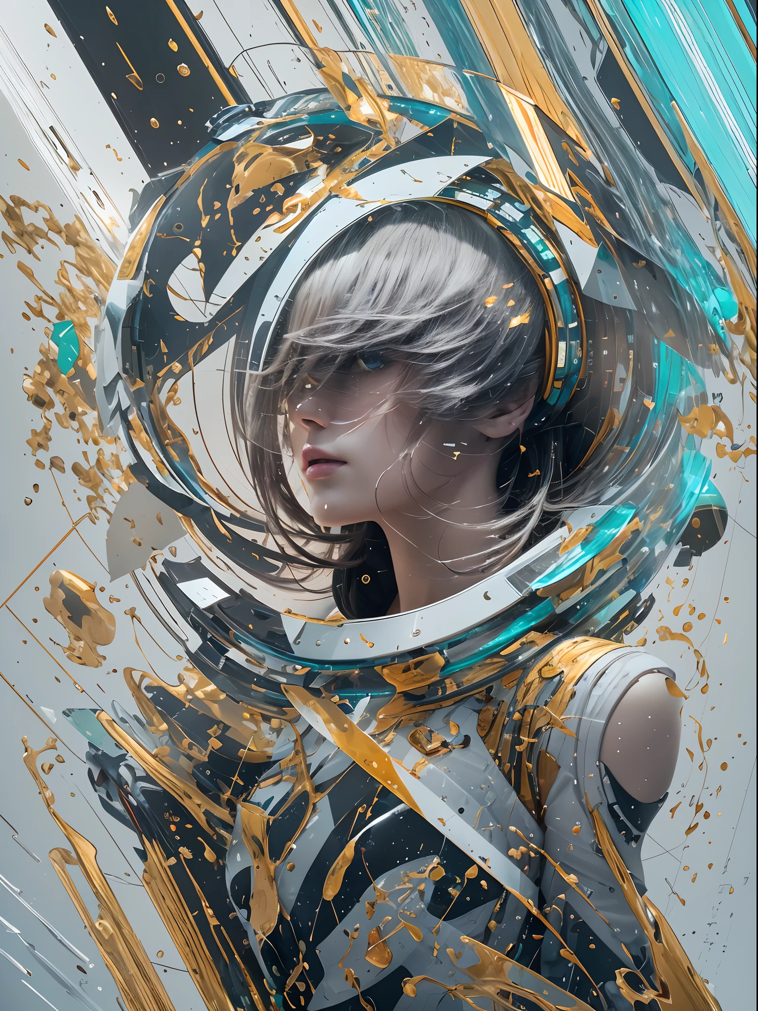 (best quality,4k,8k,highres,masterpiece:1.2),ultra-detailed,(realistic,photorealistic,photo-realistic:1.37),1girl,space thriller movie poster,Bauhaus:1.1,shapes,lines,abstract,cosmic elements,harmonious color scheme,contrasting black and white,geometric forms,strong perspective,futuristic atmosphere,shadows and highlights,subtle texture,sublime,marvelous,awe-inspiring,vibrant colors,mysterious aura,dynamic composition,bold typography,graceful curves,smooth transitions,otherworldly scenery,sophisticated depth,mesmerizing,visually striking,unique and innovative,eye-catching design,fluid symmetry,negative space,atmospheric lighting,ethereal ambiance,emotional impact,expressive contrast,textured surfaces,fine details,sci-fi influences,aesthetic beauty,mind-bending visuals.