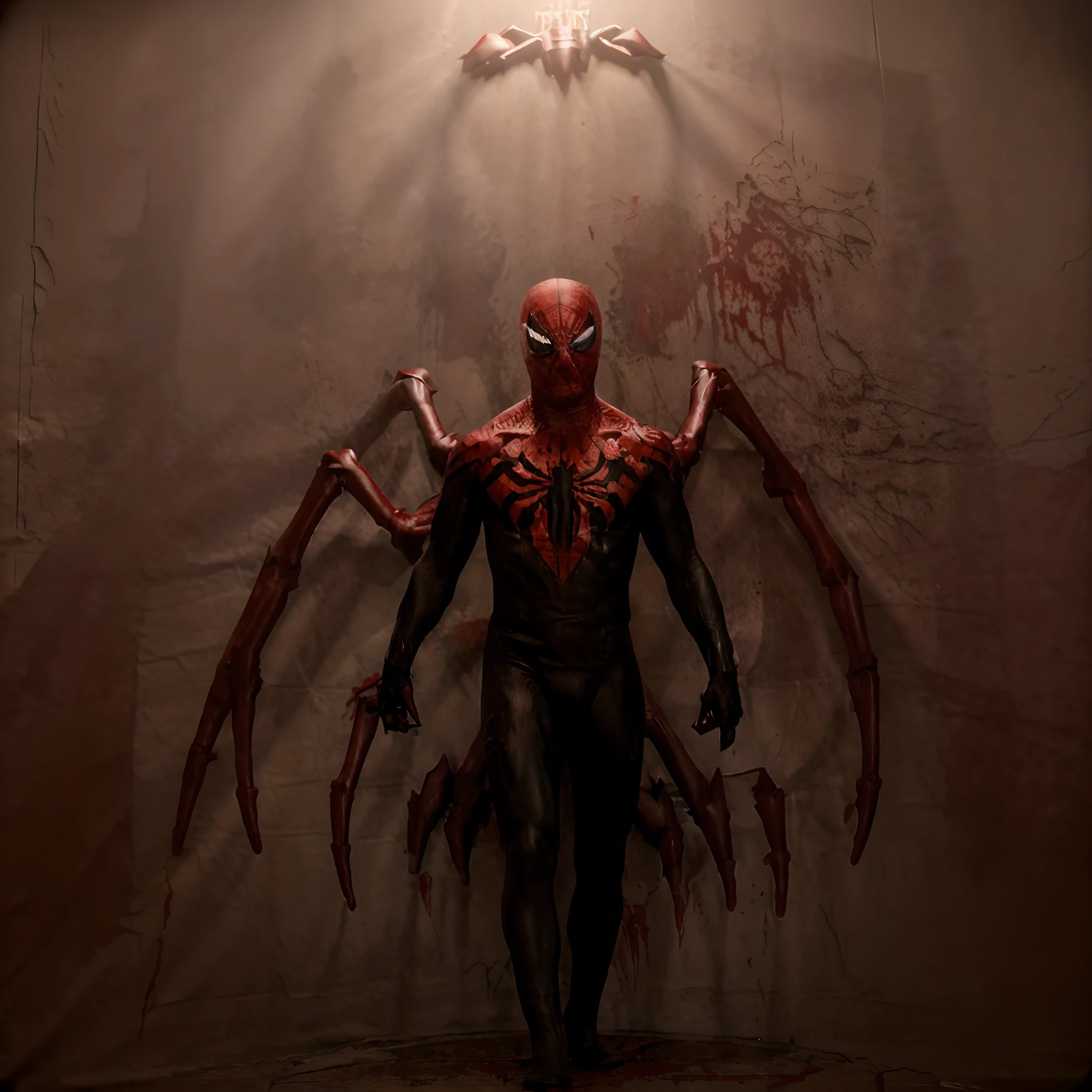 Masterpiece, best quality, {best quality}, {{masterpiece}}, {highres}, Devil spiderman, blood ,