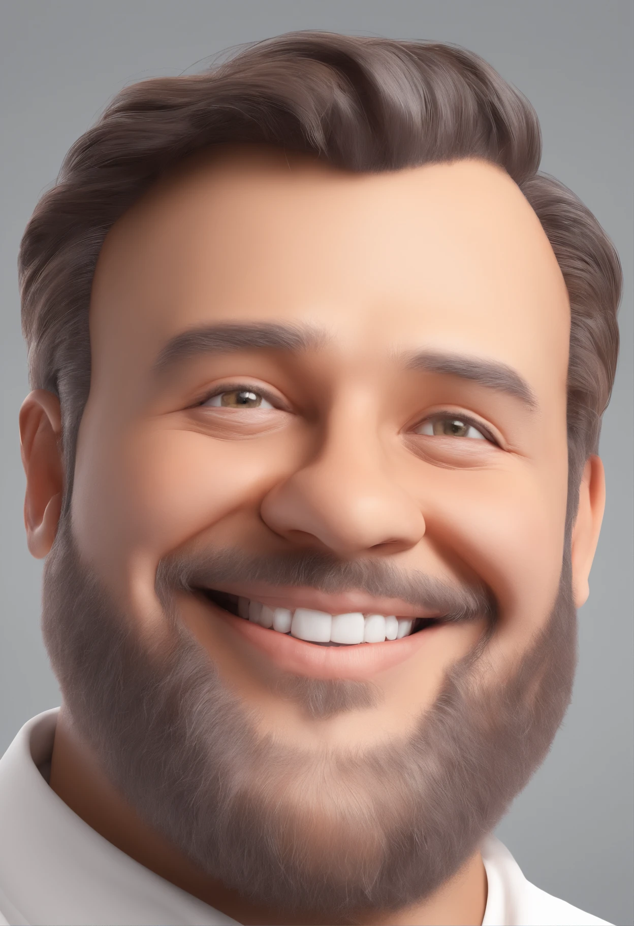 Smiling Man Illustration, sorriso insano, Homem de pele marrom com um sorriso gigante, happily smiling at the camera, sorriso atrevido, he's smiling, sorriso muito grande, Macho sorridente, foto de perfil headshot, rindo sorriso enorme, desenhando no estilo de Arte 3D, c4d, fundo de cor branco puro, estilo disney, estilo pixar render ilustracao Super Detalhe, 8k