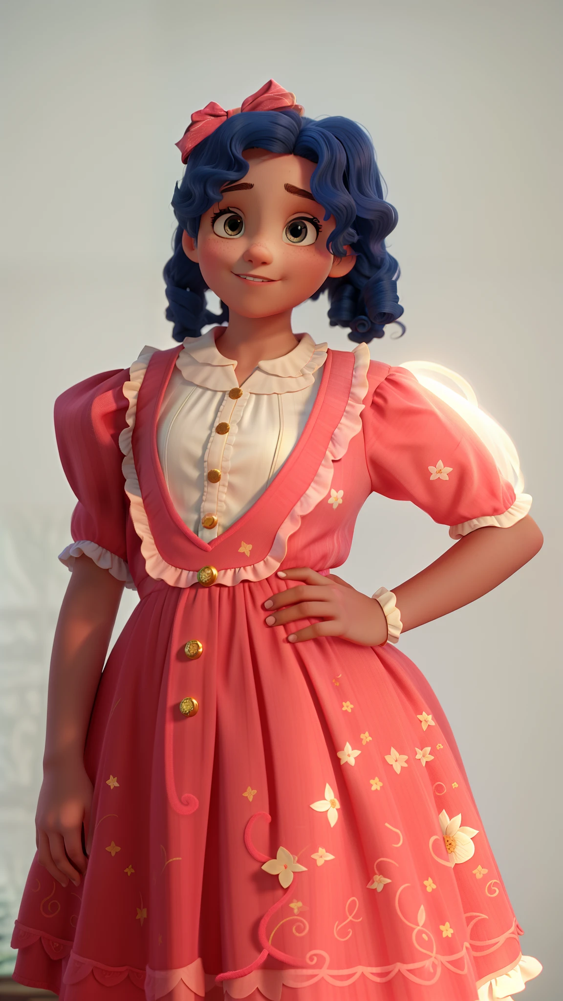 Girl with curly hair, Disney Enchantment film, best quality, full HD