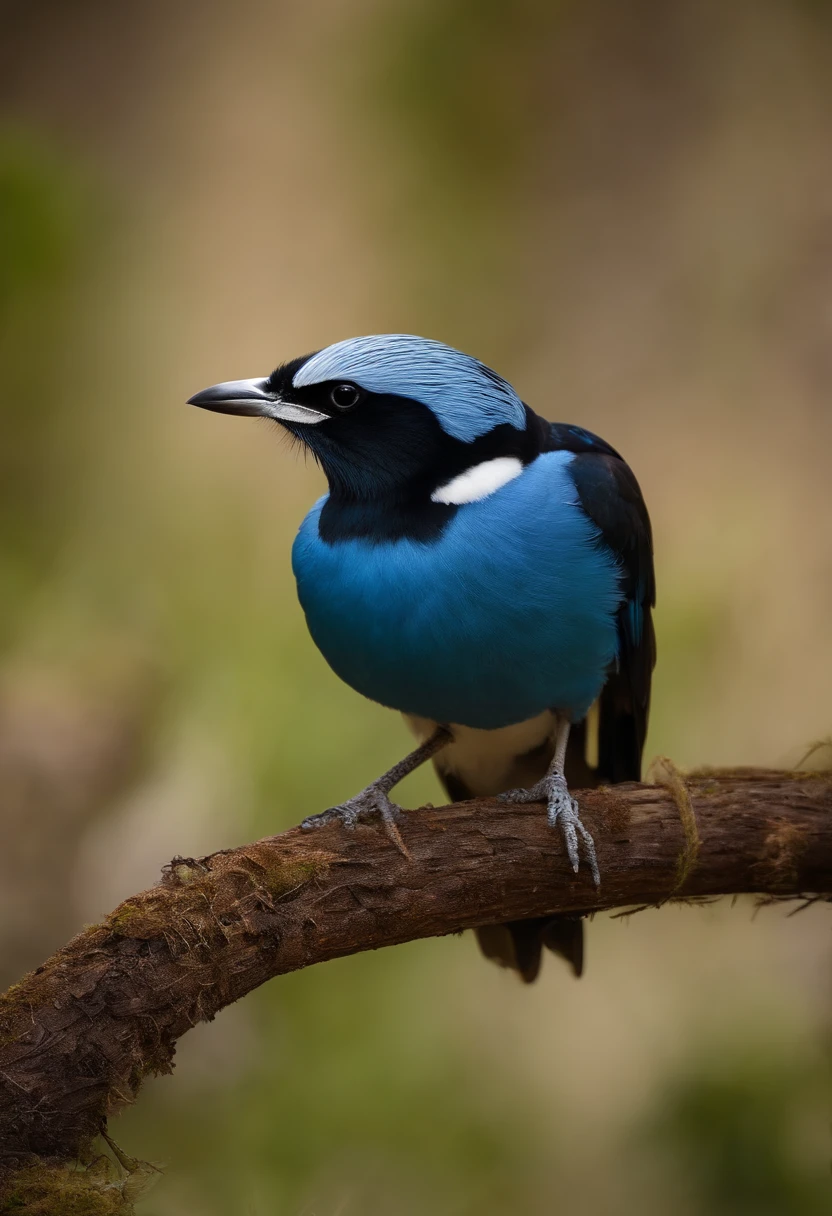 Blue coast bird with white belly and black mask, alta qualidade, fundo com pequenas flores