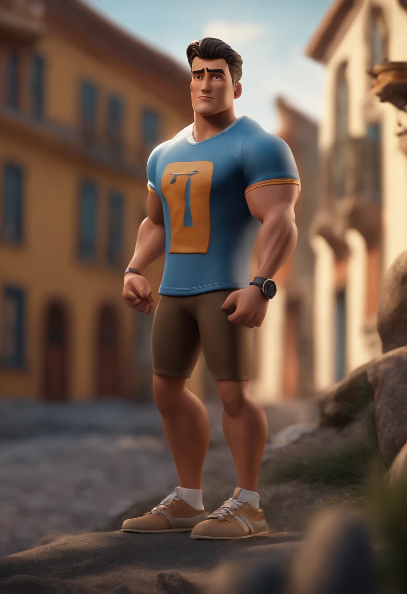 Personagem de desenho animado de um homem ao redor dos 20 anos, brasileiro, Short hair with a gradient topknot on the sides, roupa esportiva de inverno, um personagem animado, Caractere estilizado, animation style rendering, 3D estilizado, Arnold Maya render, 3 d render stylized, toon render keyshot, Personagem 3D, Personagem 3D, 3d rendering stylized, 3 d character render, personagem de desenho animado, Personagem de close up, Pose de personagem, (Estilo Pixar) (master part:1.2) (Bokeh) (melhor qualidade) (pele detalhada) (textura detalhada) (8k) (argila) (Cinematic lighting) (paisagem montanhosa com neve), ( Rodri Hernandez, victor maristane, Sylvester Stallone, Eloy Morales, Alex, Khyzyl Saleem, Joel Torres)