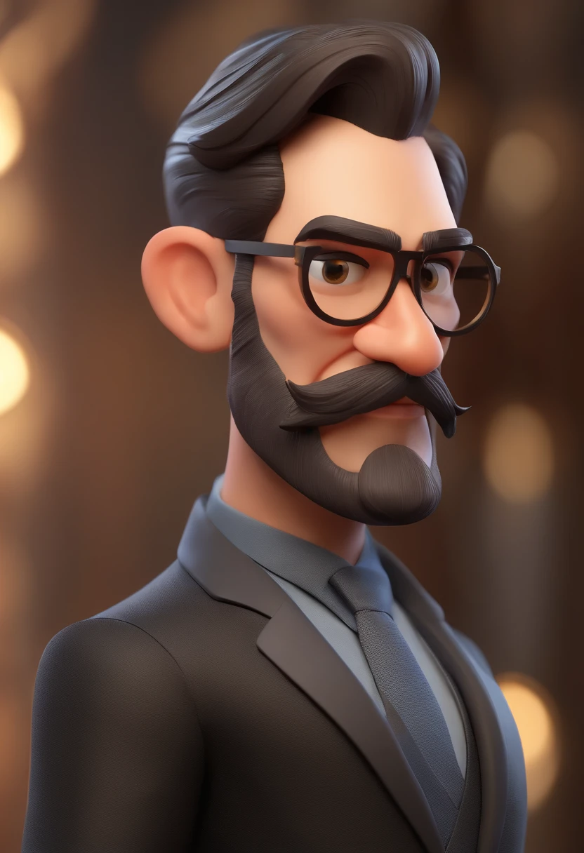 personagem dos desenhos animados de um homem com barba grisalha e terno preto com beca de tribunal, animation character, Caractere estilizado, animation style rendering, 3D estilizado, Arnold Maya render, 3 d render stylized, toon render keyshot, Personagem 3D, Personagem 3D, 3d rendering stylized, 3 d character render, personagem de desenho animado, Personagem de close up, Pose de personagem,  (Estilo Pixar) (master part:1.2) (Bokeh) (best quality) (pele detalhada) (textura detalhada) (8k) (argila) (Cinematic lighting) (foco nítido