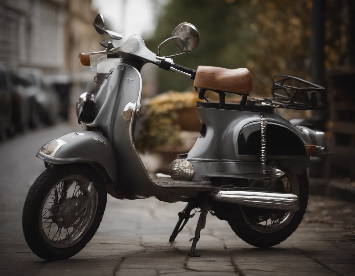 Moped, Silver-gray, The seat is drenched in coffee