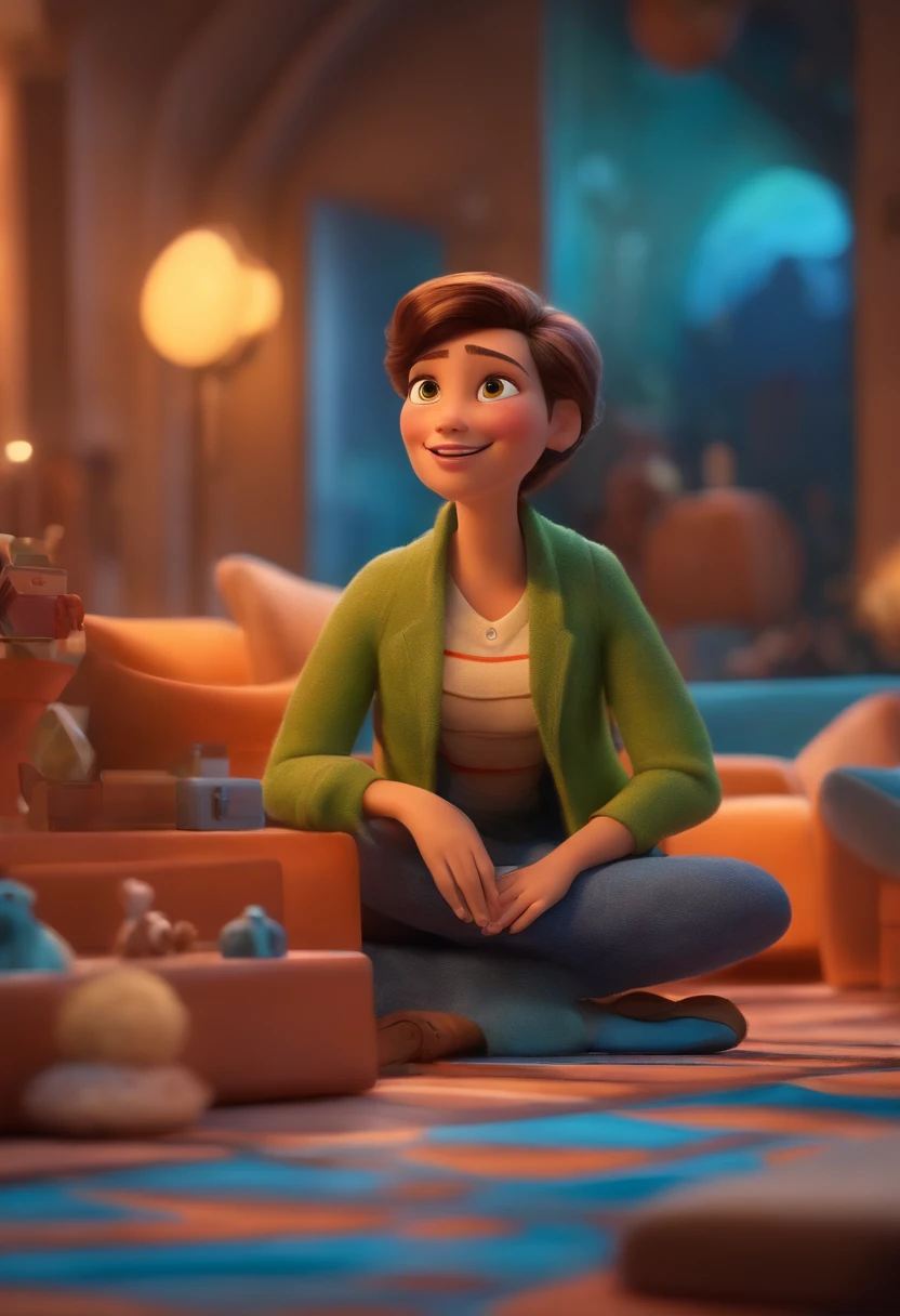 Um arquiteto de sonhos futurista, mas realista, inspired by Pixar animation, de perto. The character takes center stage with captivating facial expressions, oferecendo um toque de irrealidade.